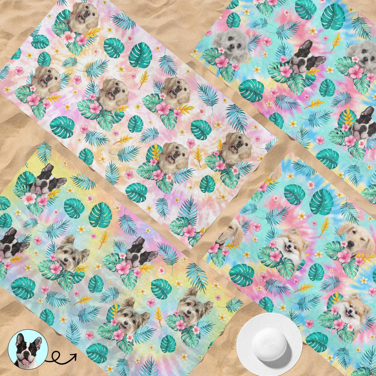 Custom Photo Happy Tails In Summer Trails - Dog & Cat Personalized Custom Beach Towel - Summer Vacation Gift - Image 7