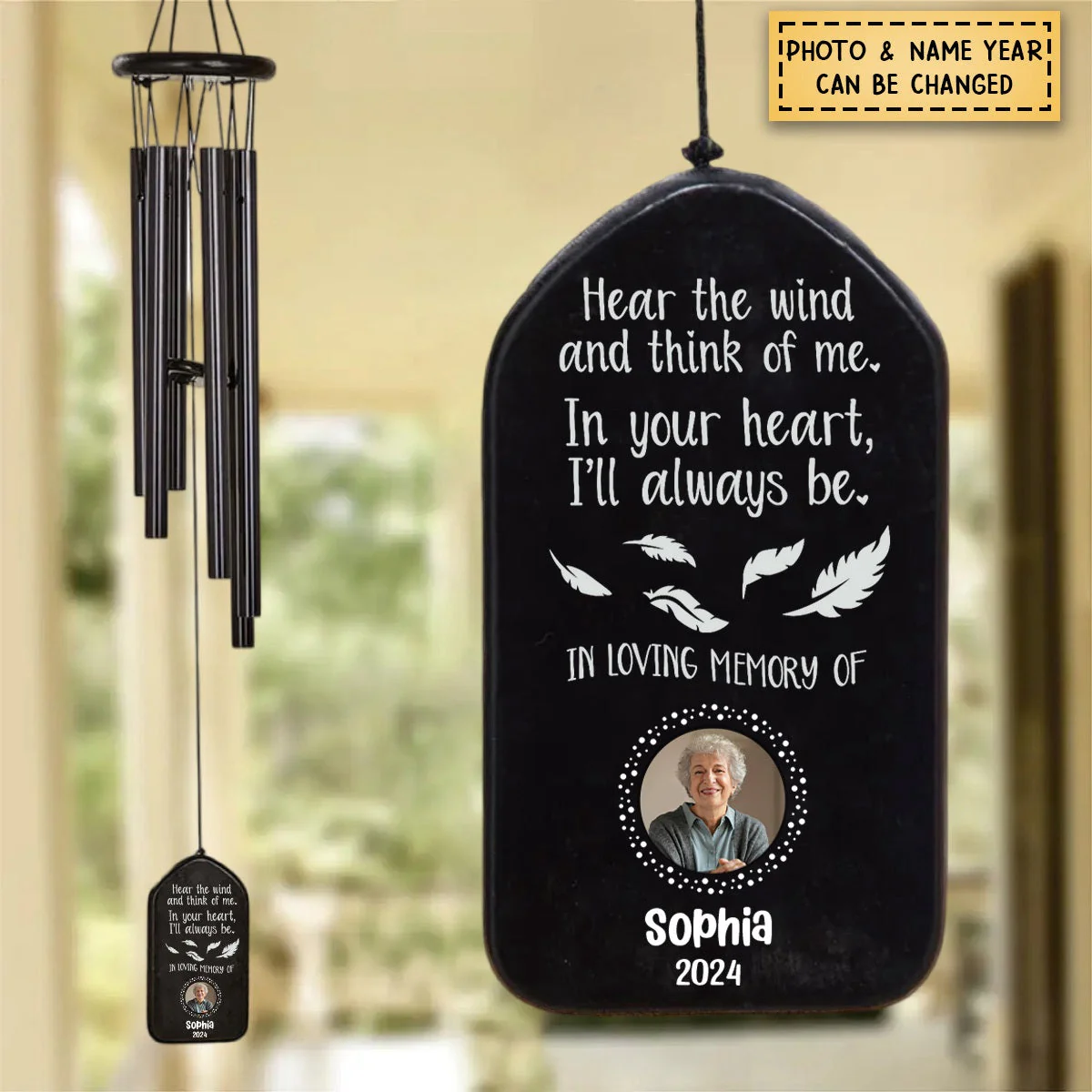 Custom Photo Hear The Wind And Think Of Me Personalized Wind Chimes - Image 2