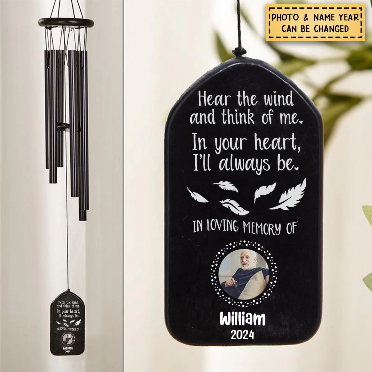 Custom Photo Hear The Wind And Think Of Me Personalized Wind Chimes - Image 3