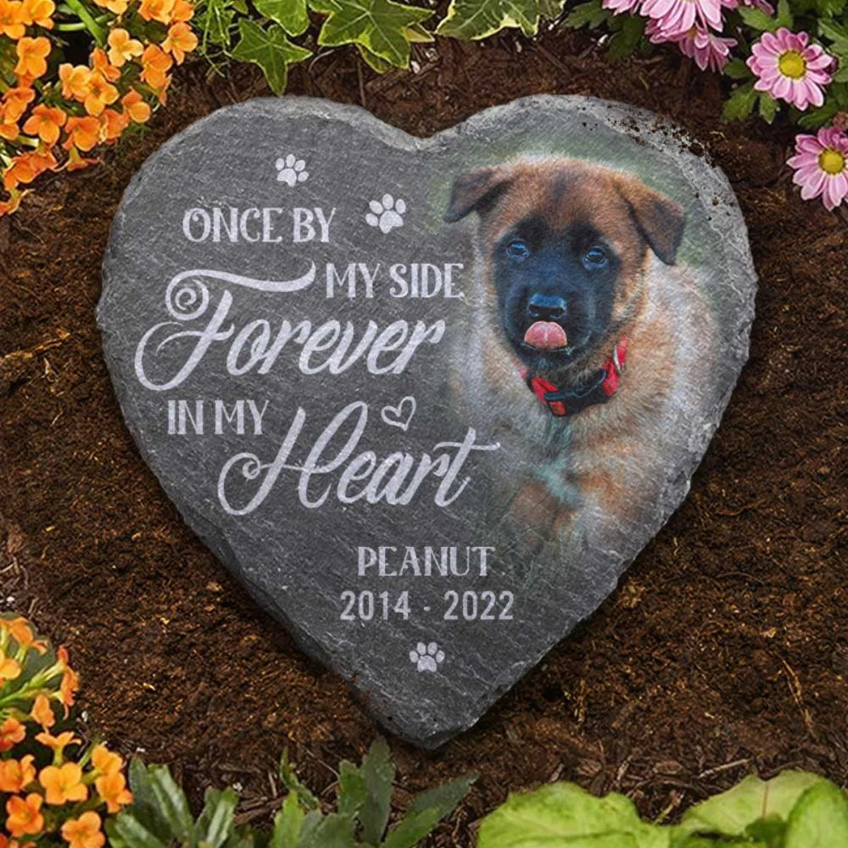 Custom Photo Heart Shaped Memorial Stone - Personalized Pet Memorial Sympathy Gifts For Dogs, Cats - Image 2