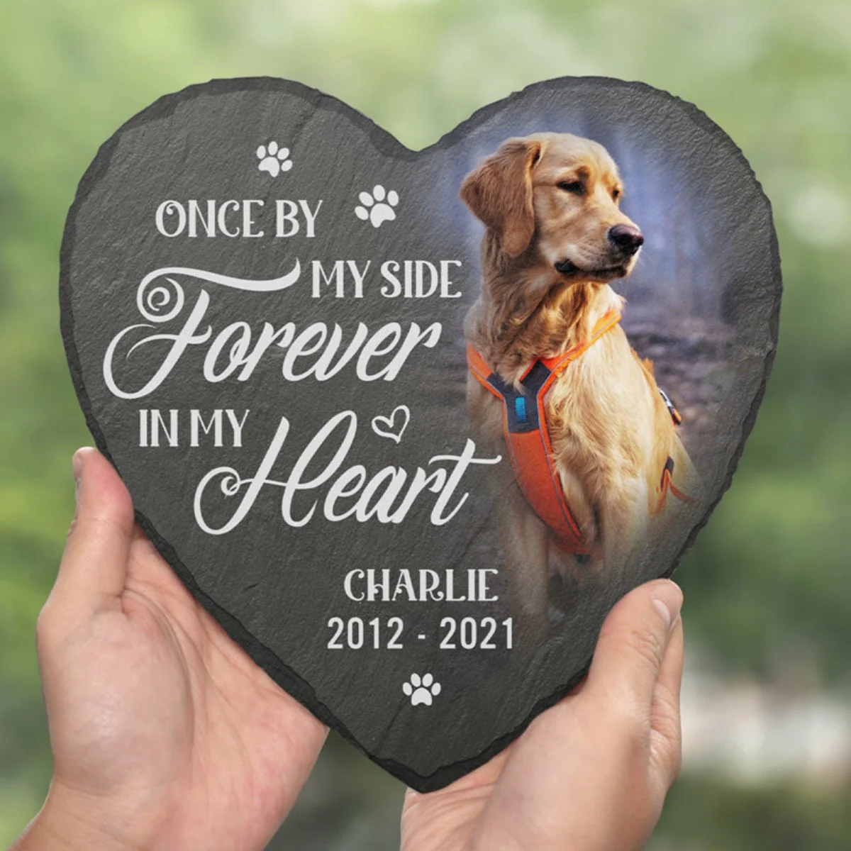 Custom Photo Heart Shaped Memorial Stone - Personalized Pet Memorial Sympathy Gifts For Dogs, Cats - Image 3