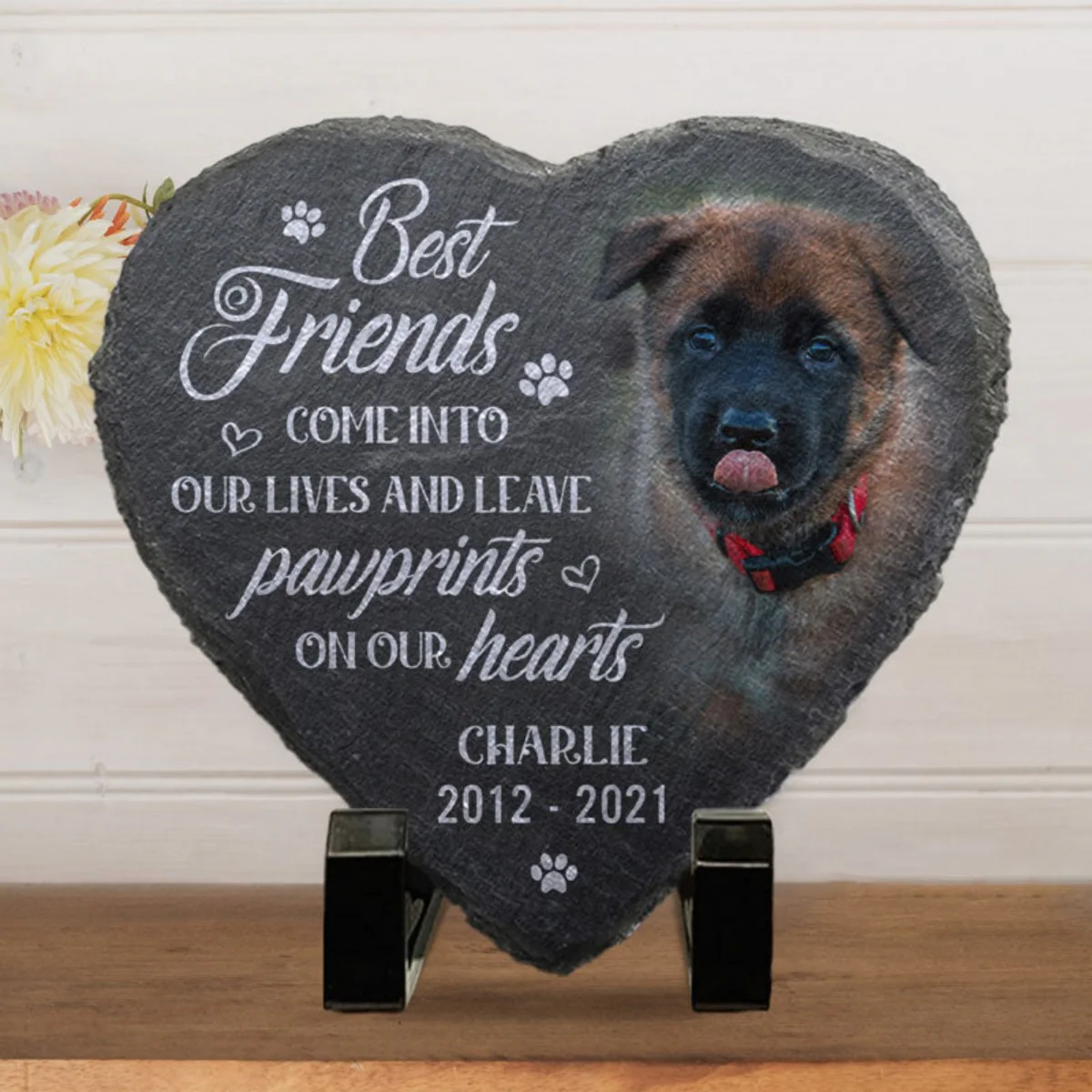Custom Photo Heart Shaped Memorial Stone - Personalized Pet Memorial Sympathy Gifts For Dogs, Cats - Image 4