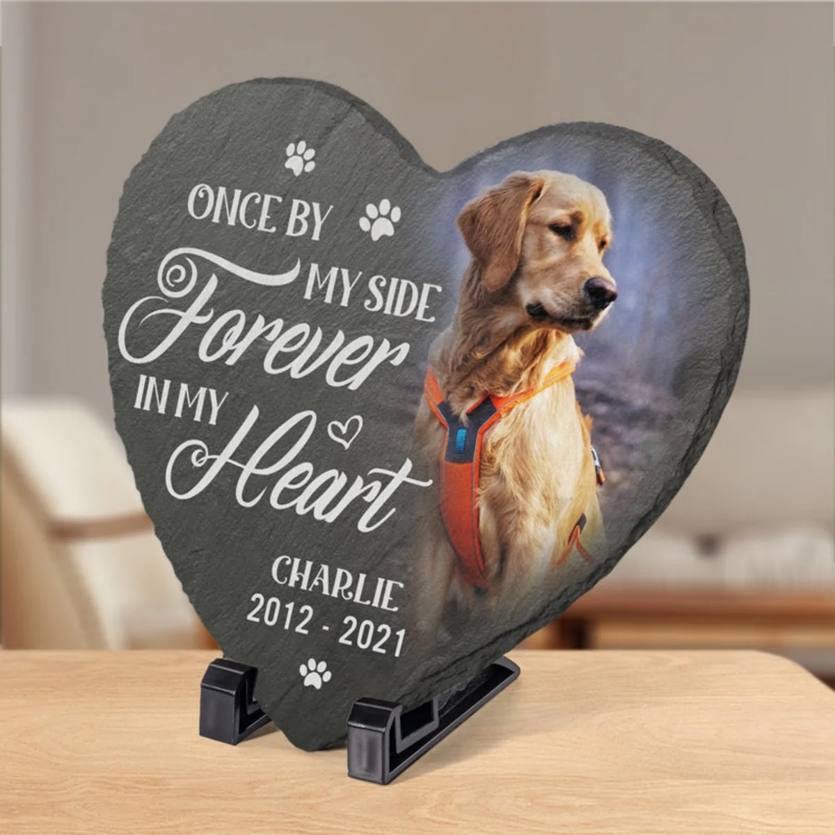Custom Photo Heart Shaped Memorial Stone - Personalized Pet Memorial Sympathy Gifts For Dogs, Cats - Image 5