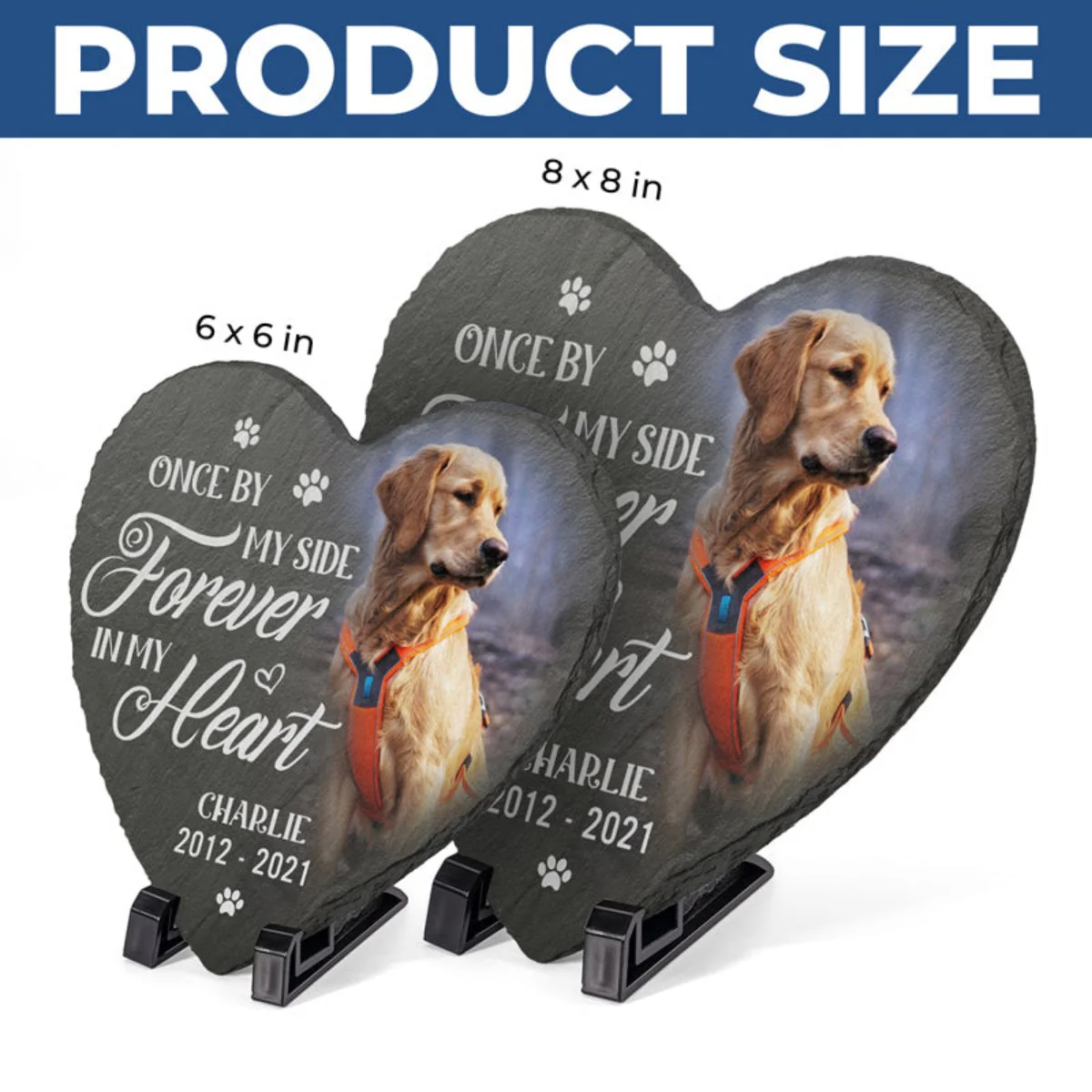 Custom Photo Heart Shaped Memorial Stone - Personalized Pet Memorial Sympathy Gifts For Dogs, Cats - Image 6
