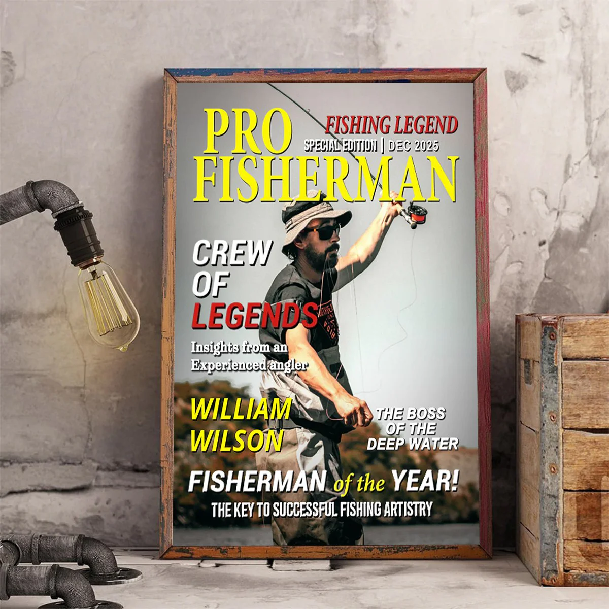 Custom Photo Hooked On Greatness Fishing Magazine Cover, Personalized Fishing Gifts for Men, Funny Gift for Fisherman - Image 2