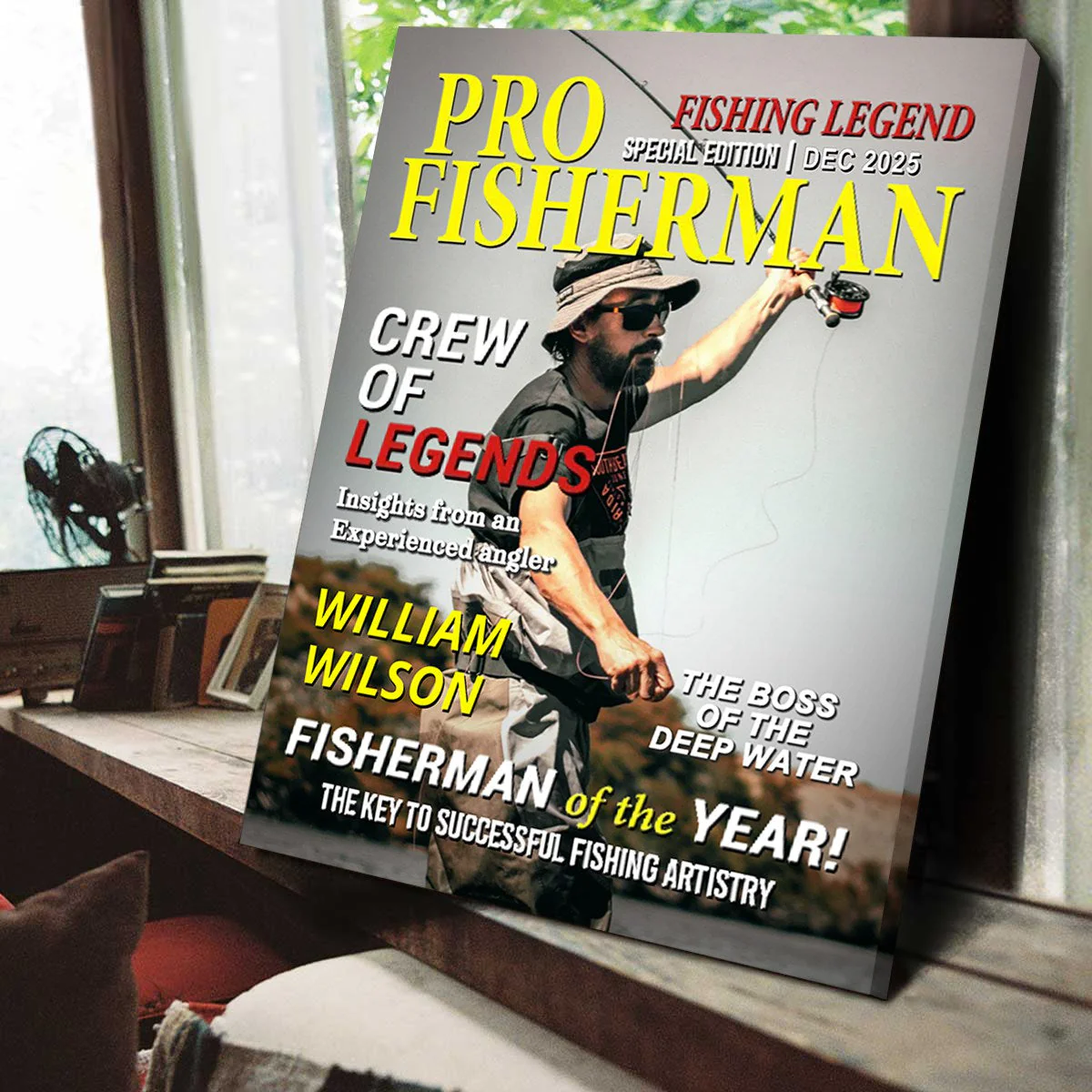 Custom Photo Hooked On Greatness Fishing Magazine Cover, Personalized Fishing Gifts for Men, Funny Gift for Fisherman - Image 3