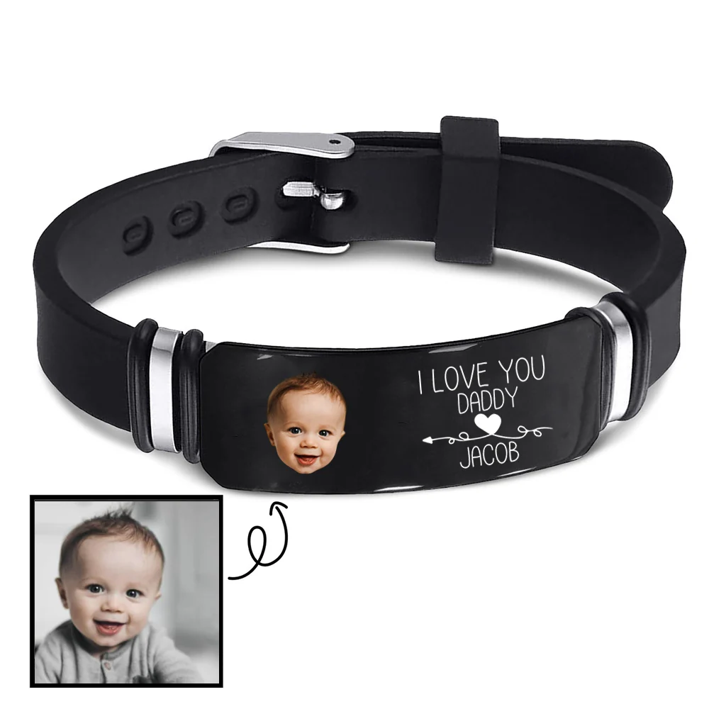 Custom Photo I Love You Dad/Mom - Family Gift - Personalized Engraved Bracelet - Image 6