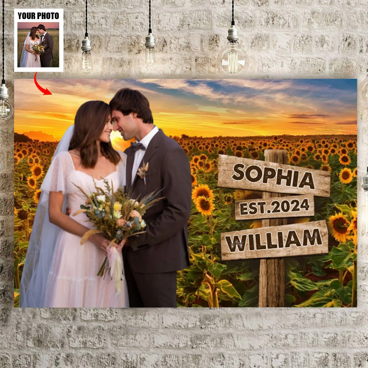 Custom Photo I Love You Like Sunflower Loves The Sun - Couple Personalized Poster - Image 6