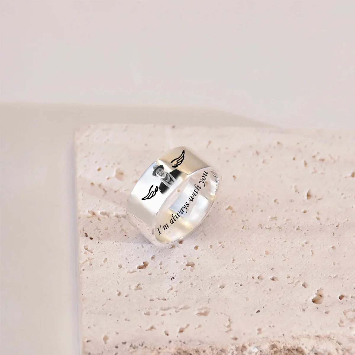 Custom Photo I’m always with you Personalized Memorial Ring - Image 4