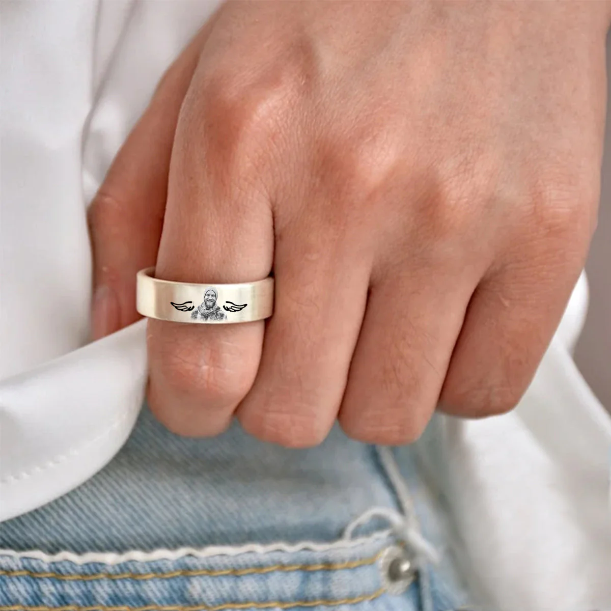 Custom Photo I’m always with you Personalized Memorial Ring - Image 5