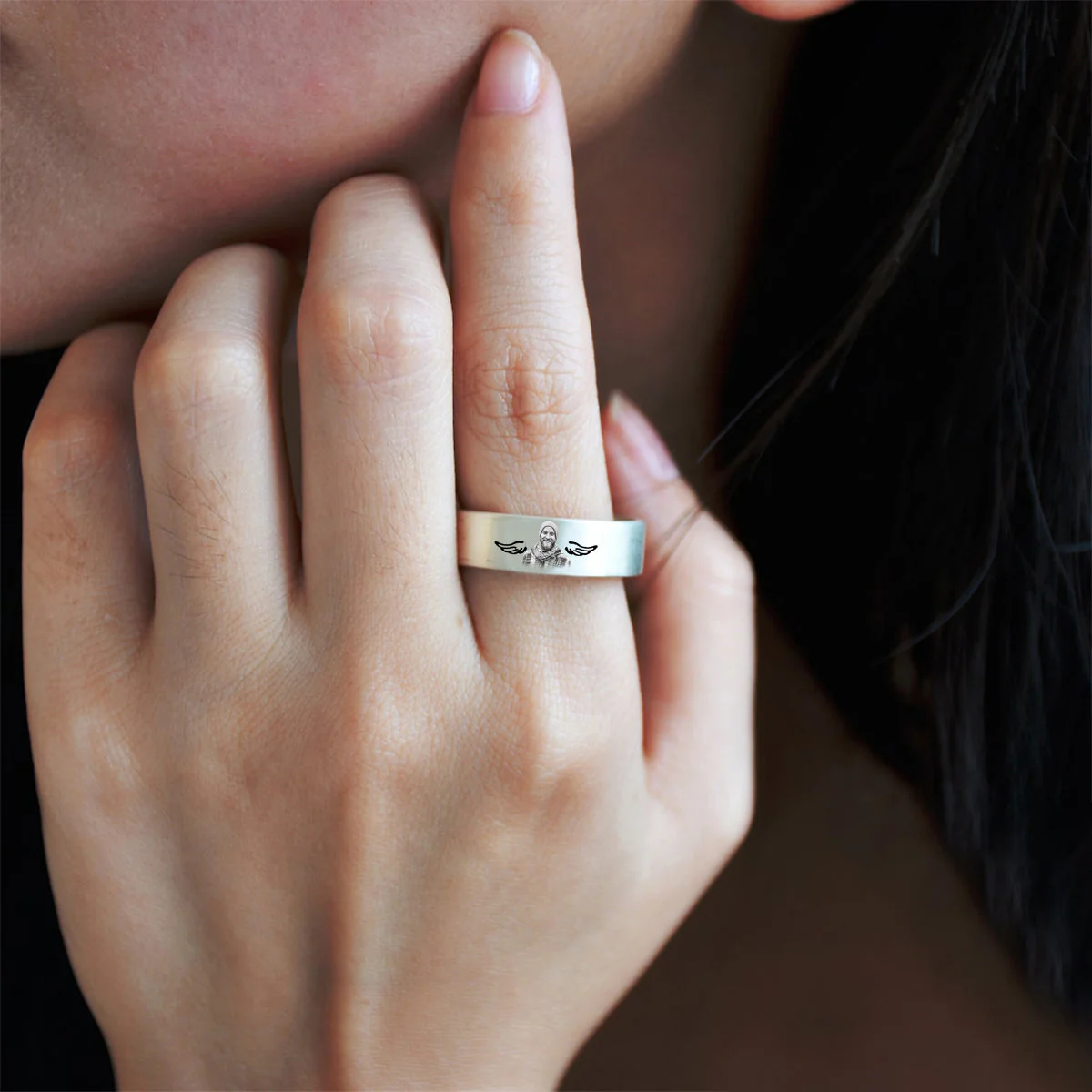 Custom Photo I’m always with you Personalized Memorial Ring - Image 6