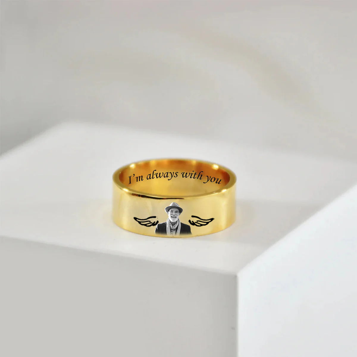 Custom Photo I’m always with you Personalized Memorial Ring - Image 7