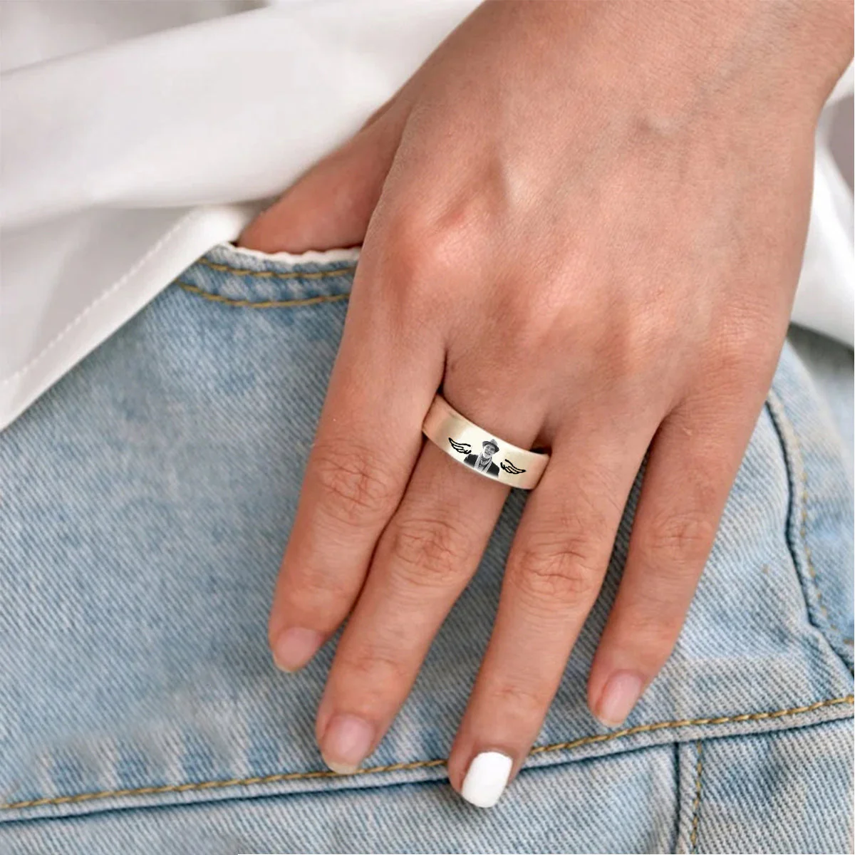 Custom Photo I’m always with you Personalized Memorial Ring - Image 8
