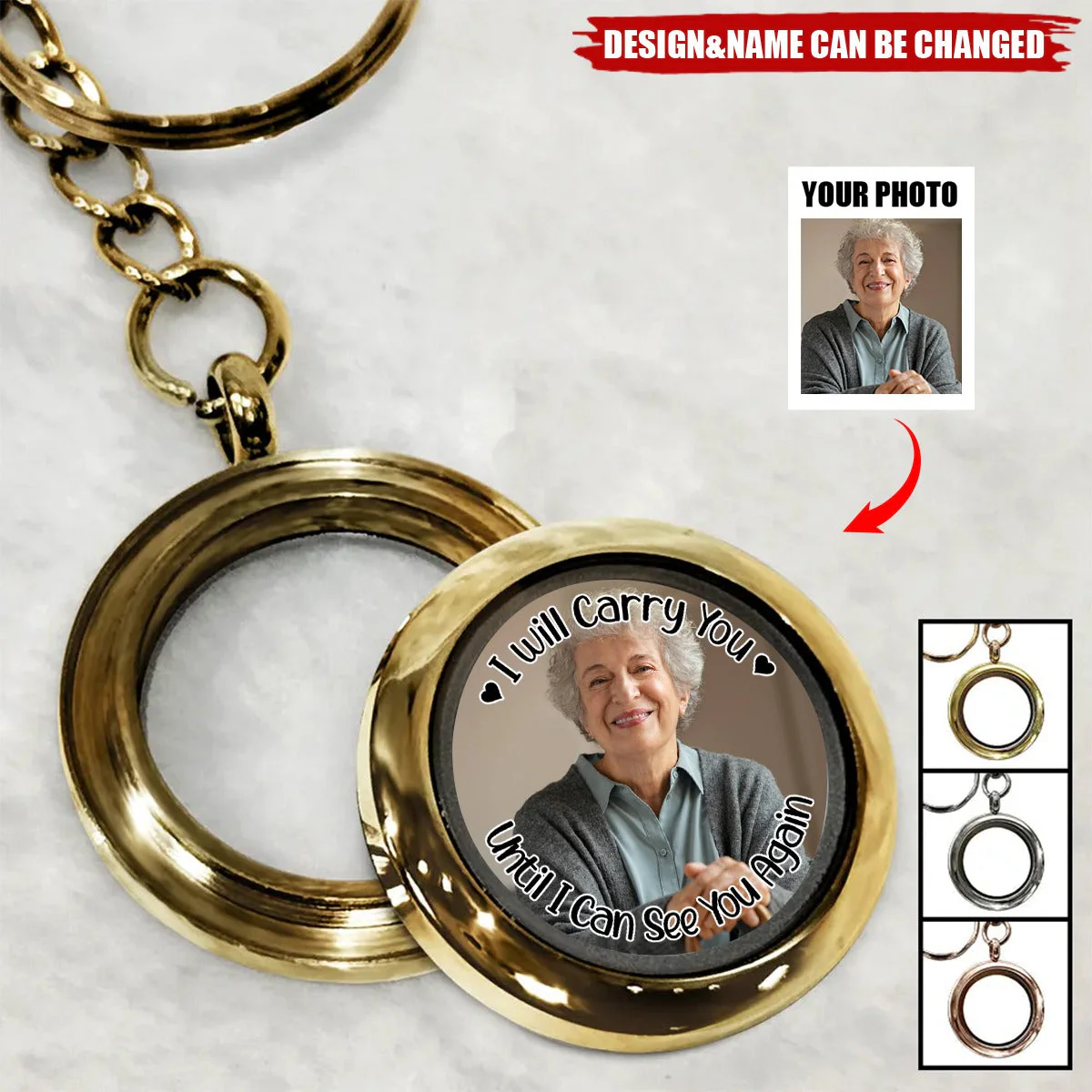 Custom Photo I Will Carry You Family Memorial - Personalized Keepsake Keychain - Image 6