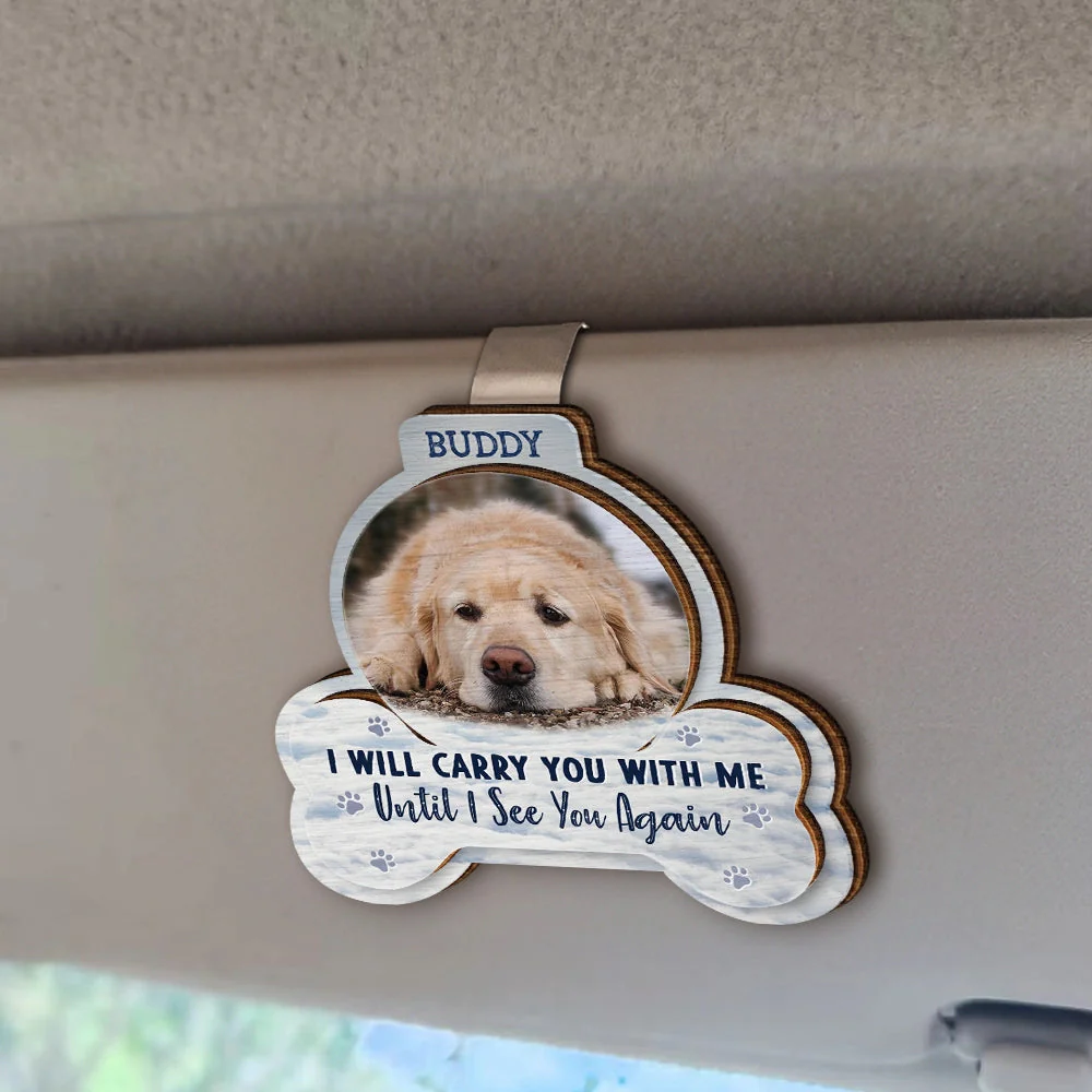 Custom Photo I Will Carry You With Me - Personalized Shaped Car Visor Clip - Image 3