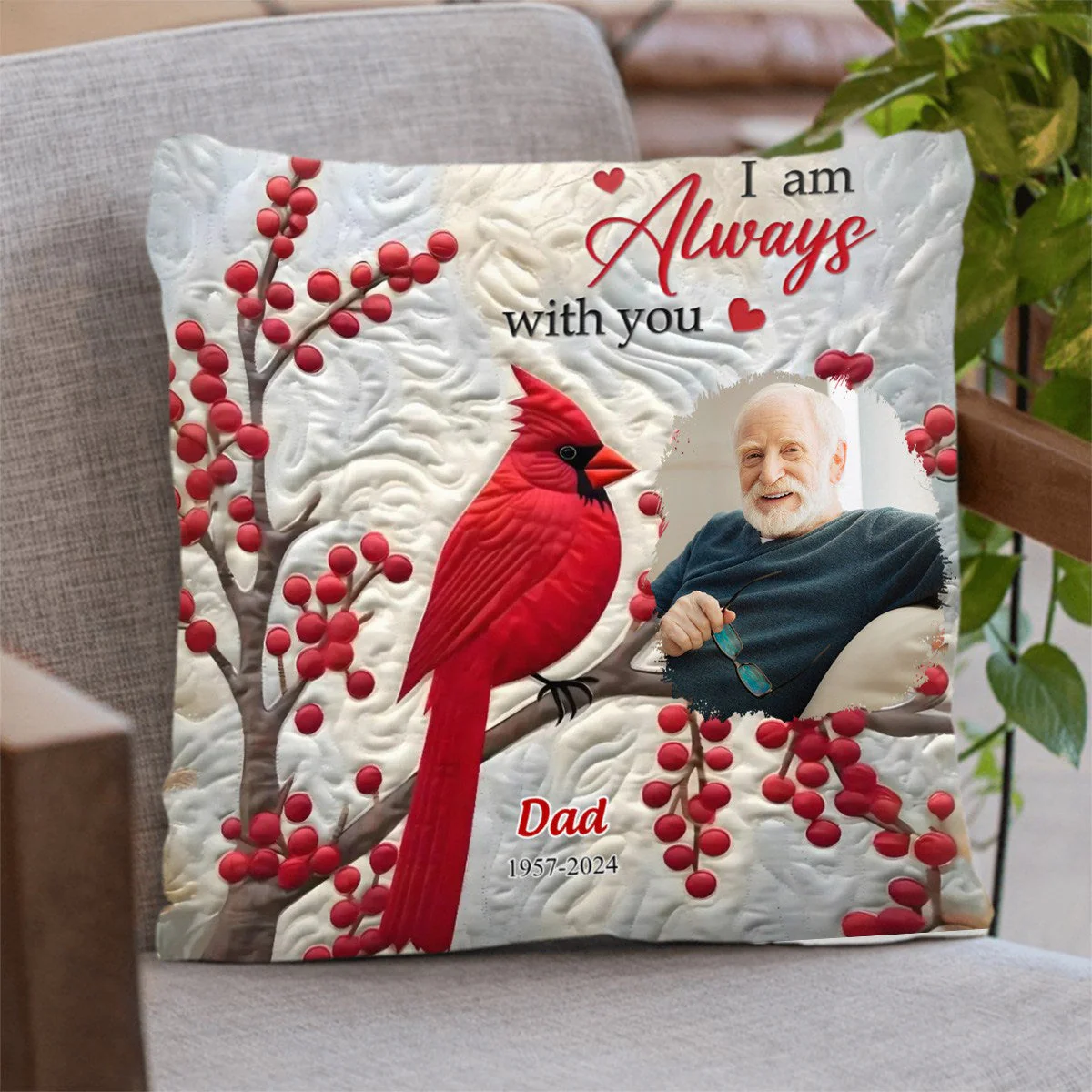 Custom Photo I'm Always With You Memorial Cardinal Personalized Pillow - Image 2
