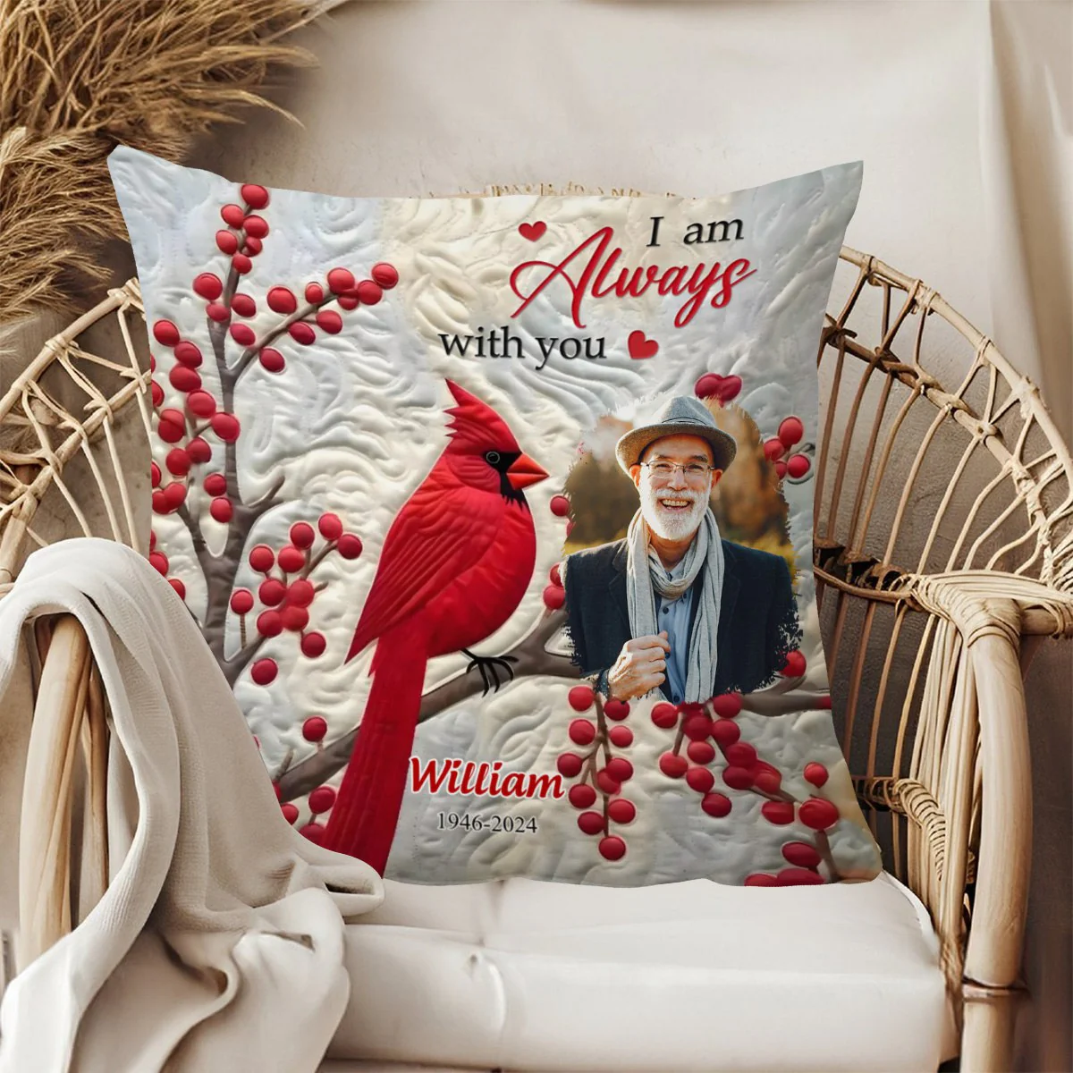 Custom Photo I'm Always With You Memorial Cardinal Personalized Pillow - Image 3