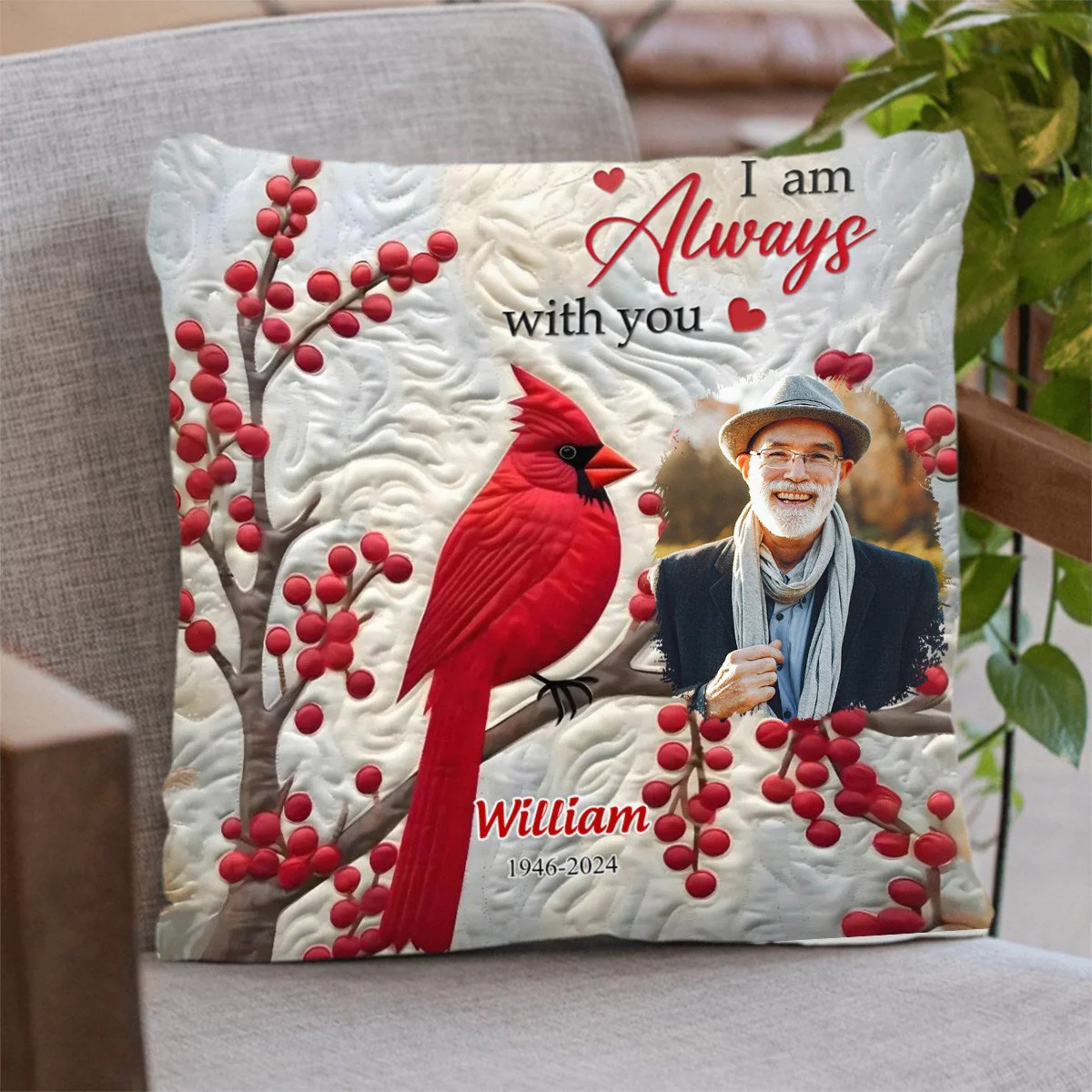 Custom Photo I'm Always With You Memorial Cardinal Personalized Pillow - Image 6