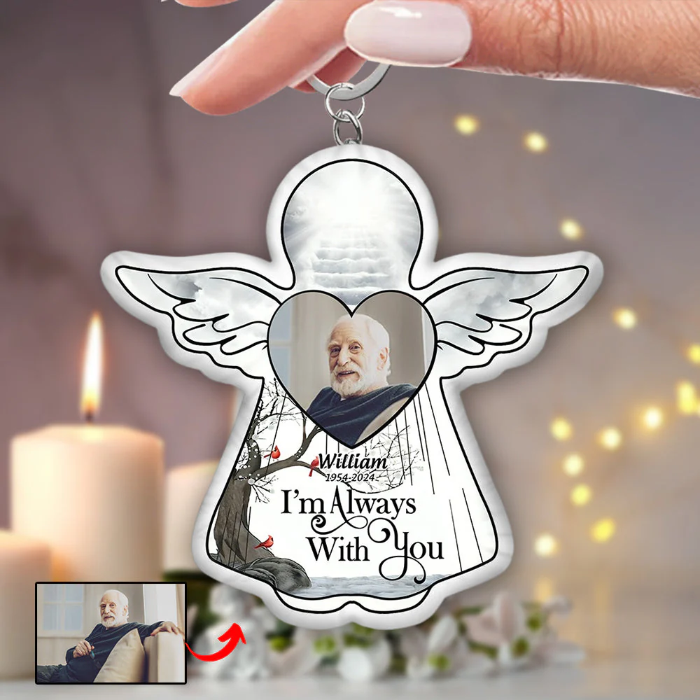 Custom Photo I'm Always With You - Memorial Gift For Family, Friends - Personalized Angel Doll Keychain - Image 2