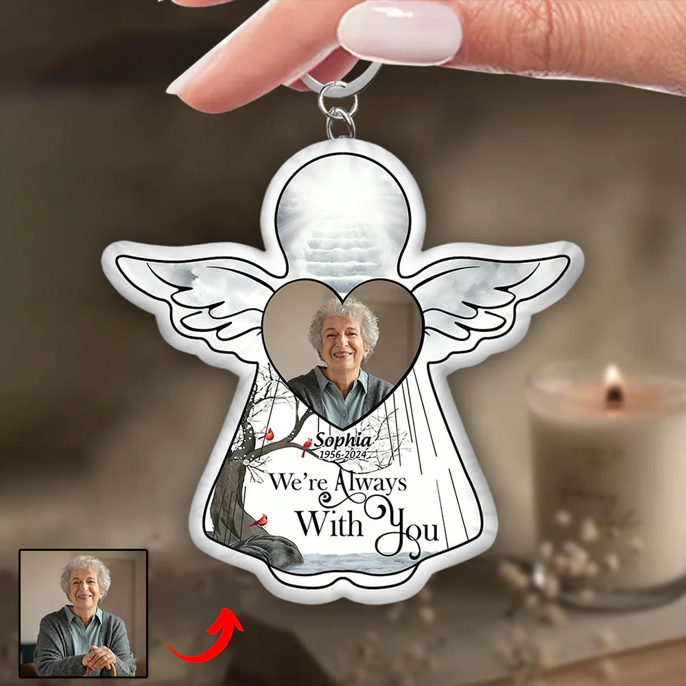 Custom Photo I'm Always With You - Memorial Gift For Family, Friends - Personalized Angel Doll Keychain - Image 5