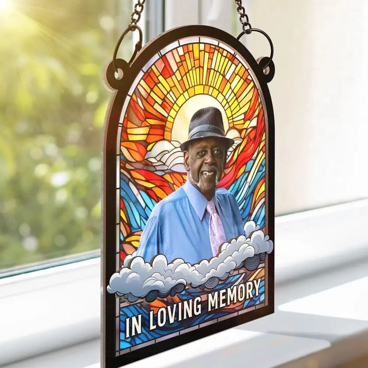 Custom Photo In Loving Memory Family Memorial - Personalized Window Hanging Suncatcher Ornament - Image 5
