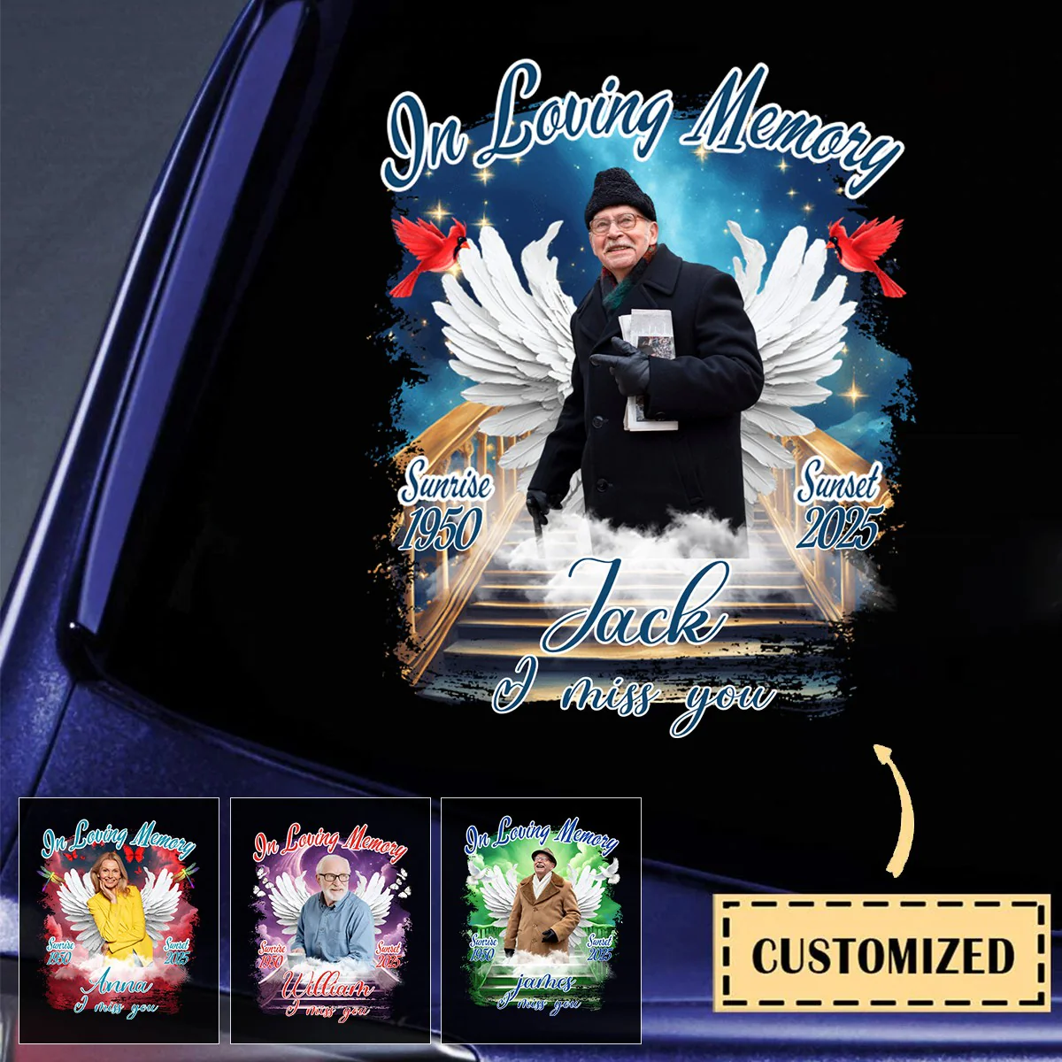 Custom Photo In Loving Memory - Memorial Personalized Decal - Image 2