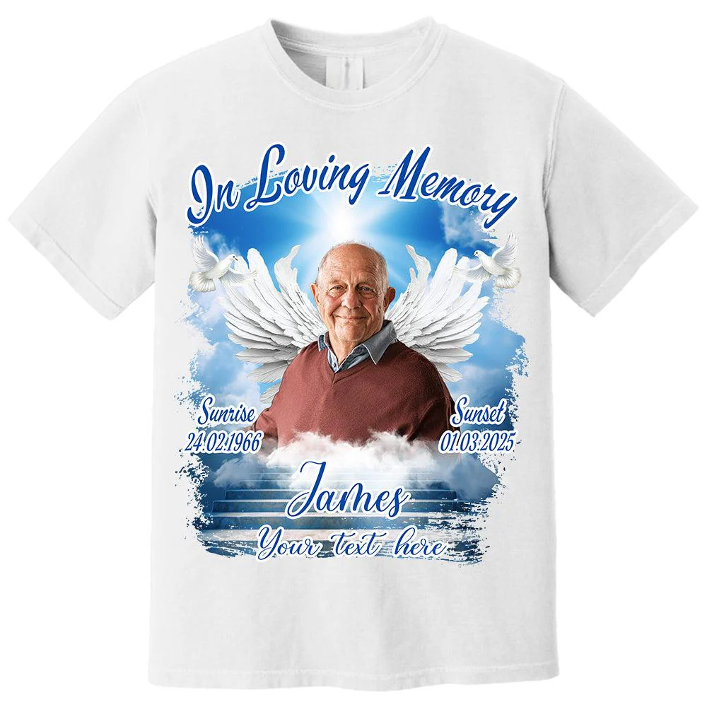 Custom Photo In Loving Memory - Memorial Personalized T shirt - Image 3