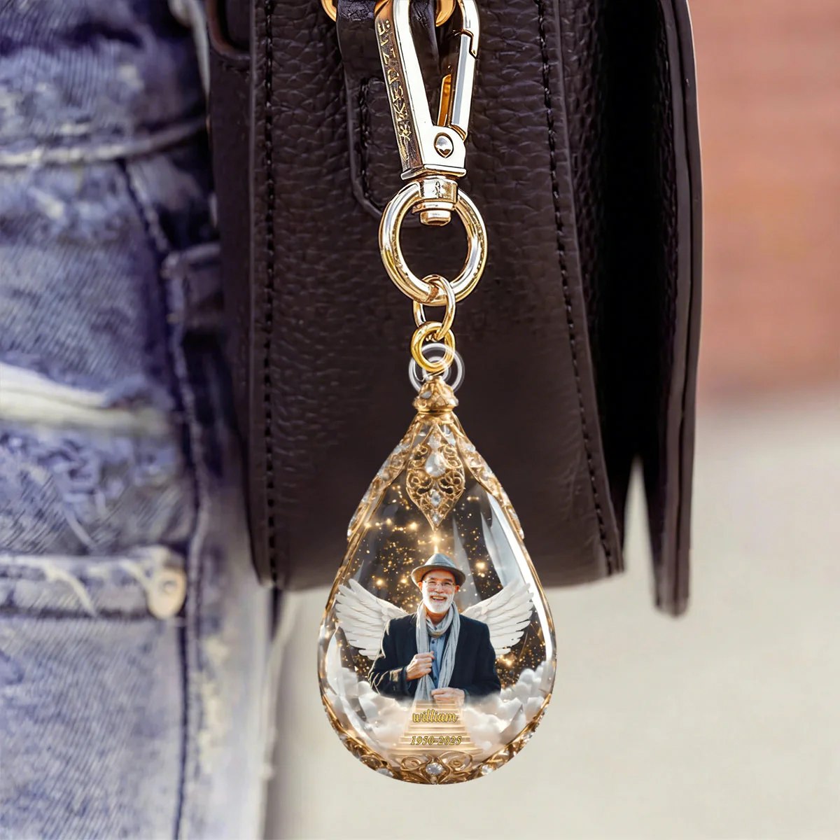 Custom Photo Keychain - Personalized Memorial Sympathy Gifts For Loss Of Mom, Dad - Image 3