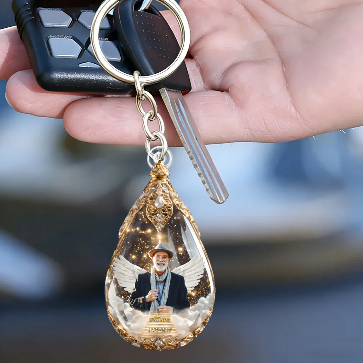Custom Photo Keychain - Personalized Memorial Sympathy Gifts For Loss Of Mom, Dad - Image 4