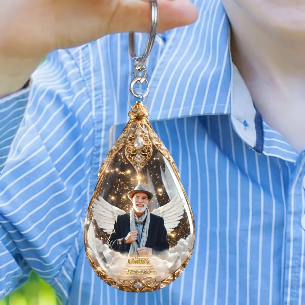 Custom Photo Keychain - Personalized Memorial Sympathy Gifts For Loss Of Mom, Dad - Image 5
