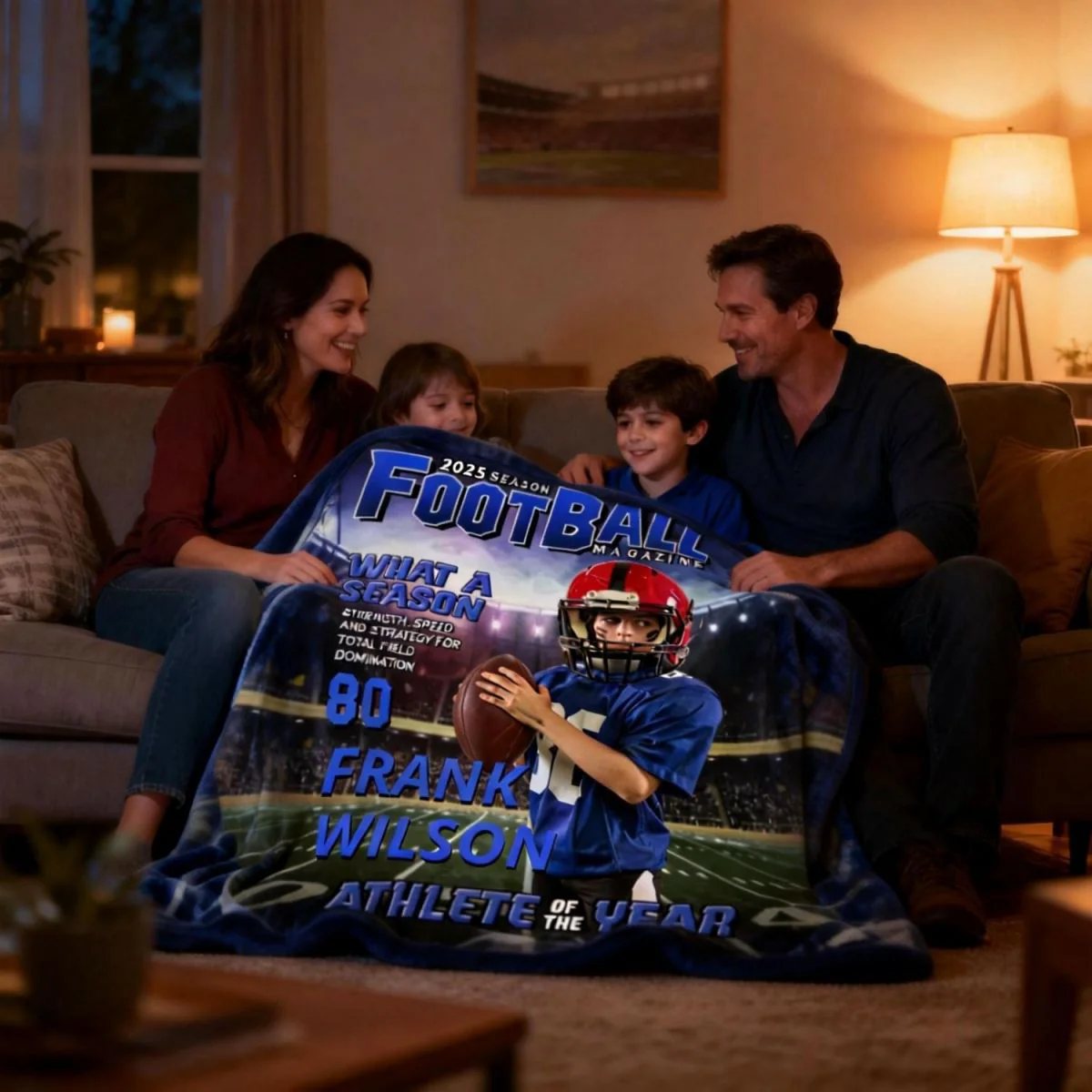 Custom Photo Magazine Cover Personalized American Football Blanket Gift for American Football Lovers - Image 5