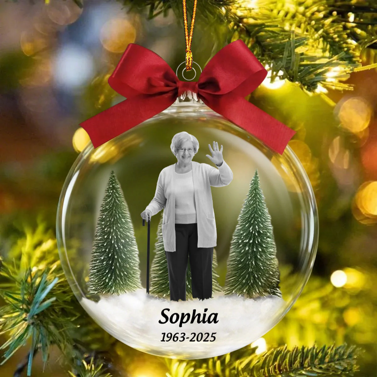 Custom Photo Memorial Christmas Gift - Personalized Acrylic Ornament - Image 2