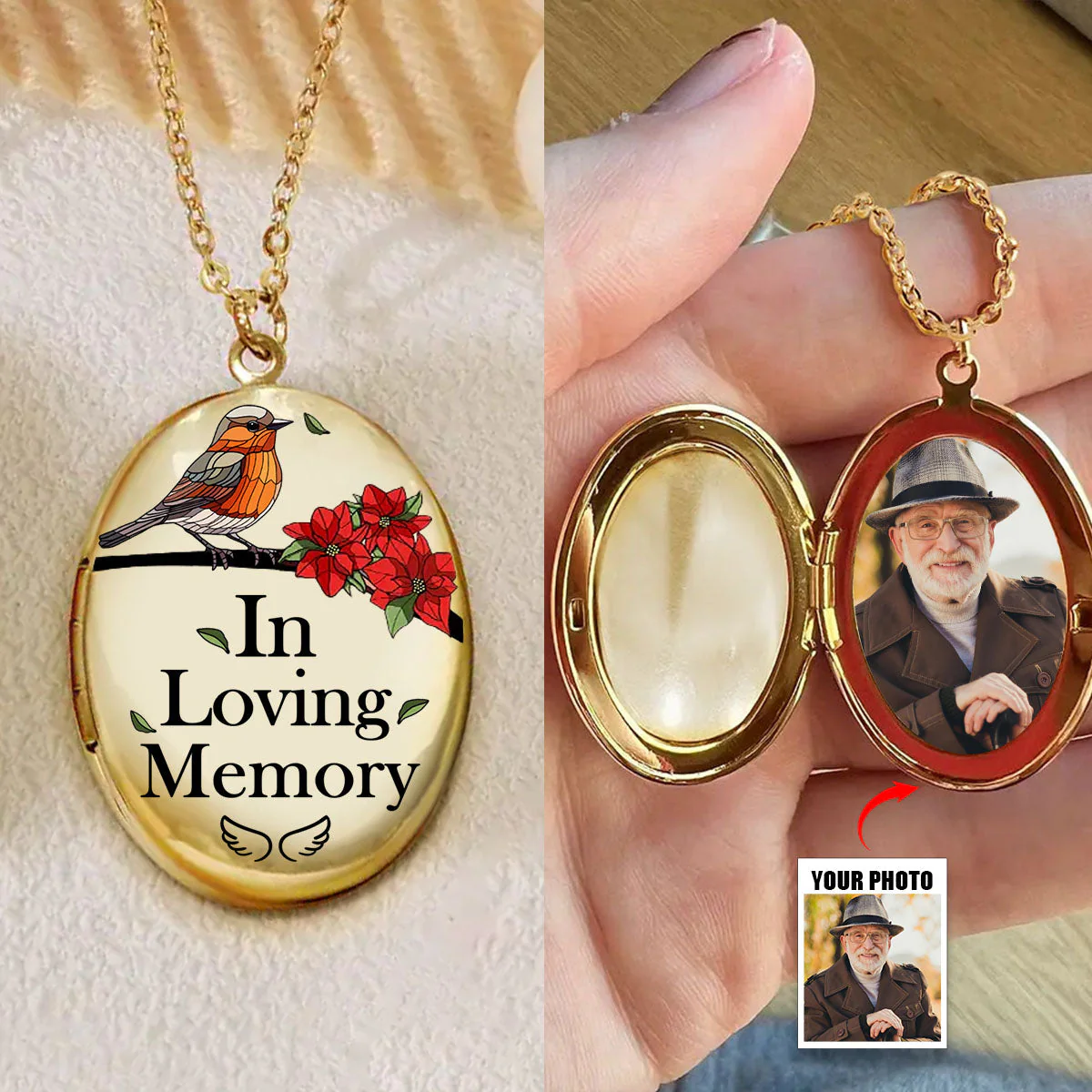 Custom Photo Memorial In Loving Memory Locket Necklace, Forever In My Heart - Image 2