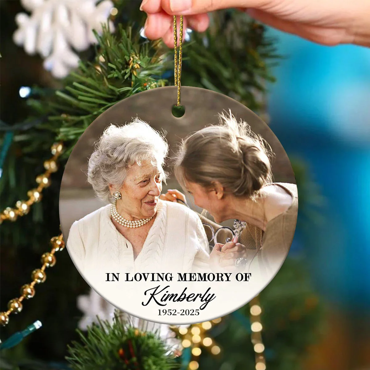 Custom Photo Memorial Ornament,Personalized In Loving Memory Christmas Ceramic Ornament - Image 2