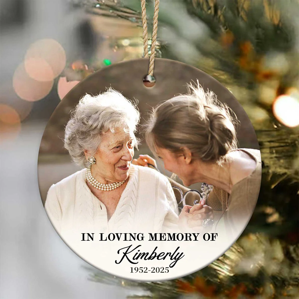Custom Photo Memorial Ornament,Personalized In Loving Memory Christmas Ceramic Ornament - Image 3