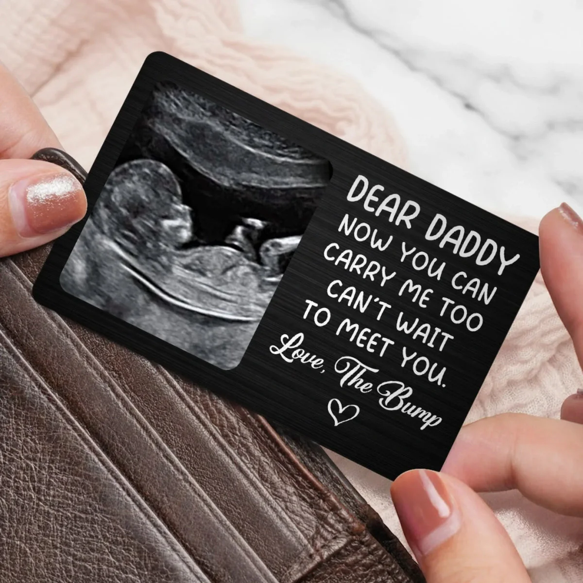 Custom Photo Metal Wallet Card - Personalized Father's Day, Baby Shower, Gender Reveal Gifts For New Dads, Grandpas - From Bump To Bundle Of Joy - Image 2