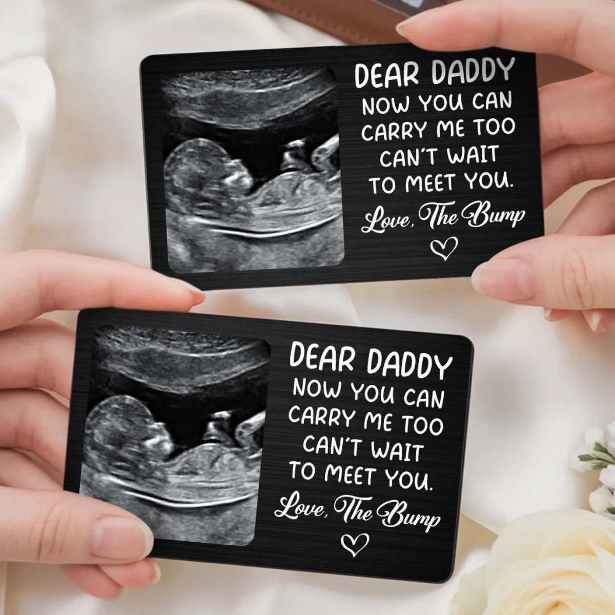 Custom Photo Metal Wallet Card - Personalized Father's Day, Baby Shower, Gender Reveal Gifts For New Dads, Grandpas - From Bump To Bundle Of Joy - Image 3