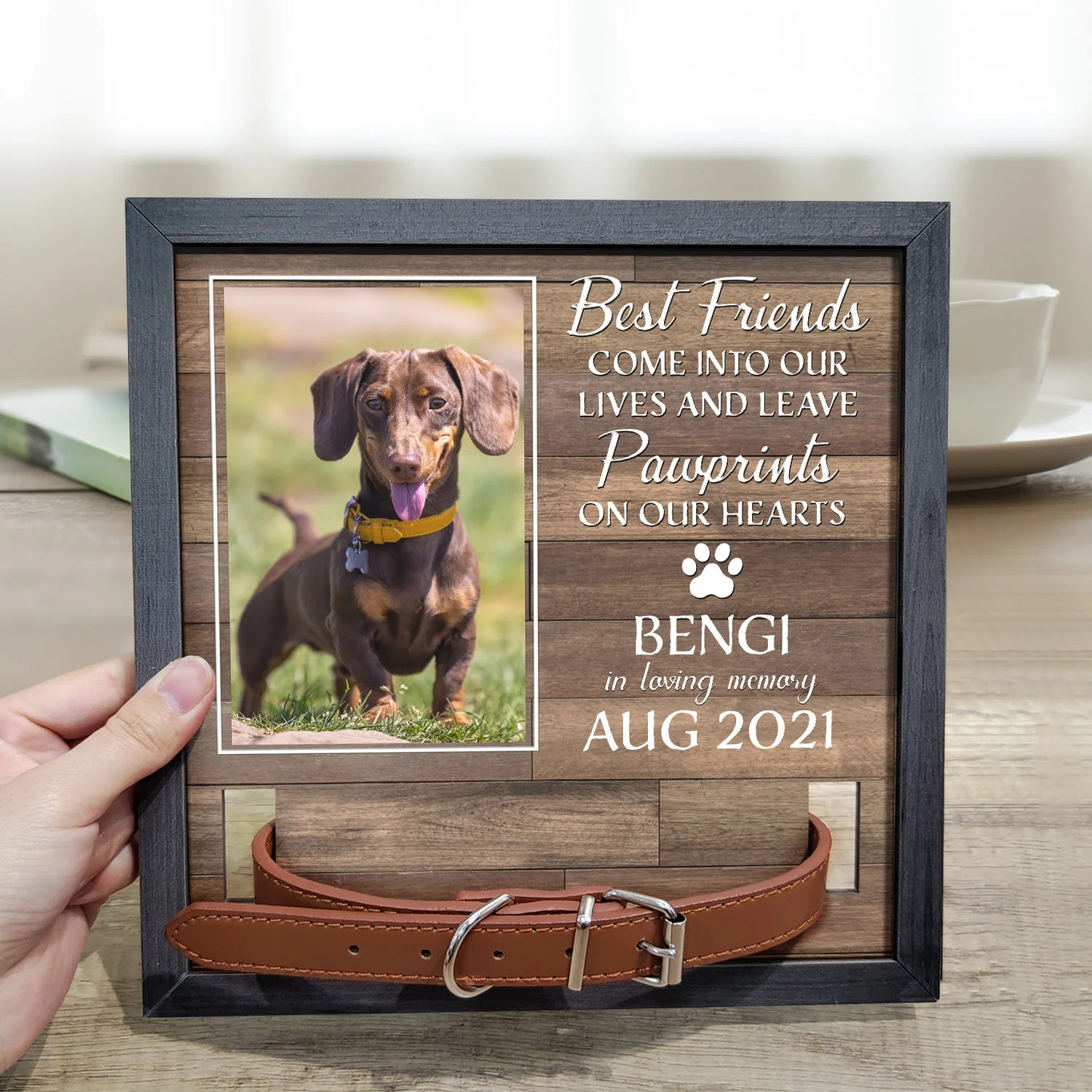 Custom Photo My Hardest Goodbye Memorial Pet Loss Sign, 2-Layered Collar Frame, Sympathy Gift For Dog Owners - Image 2