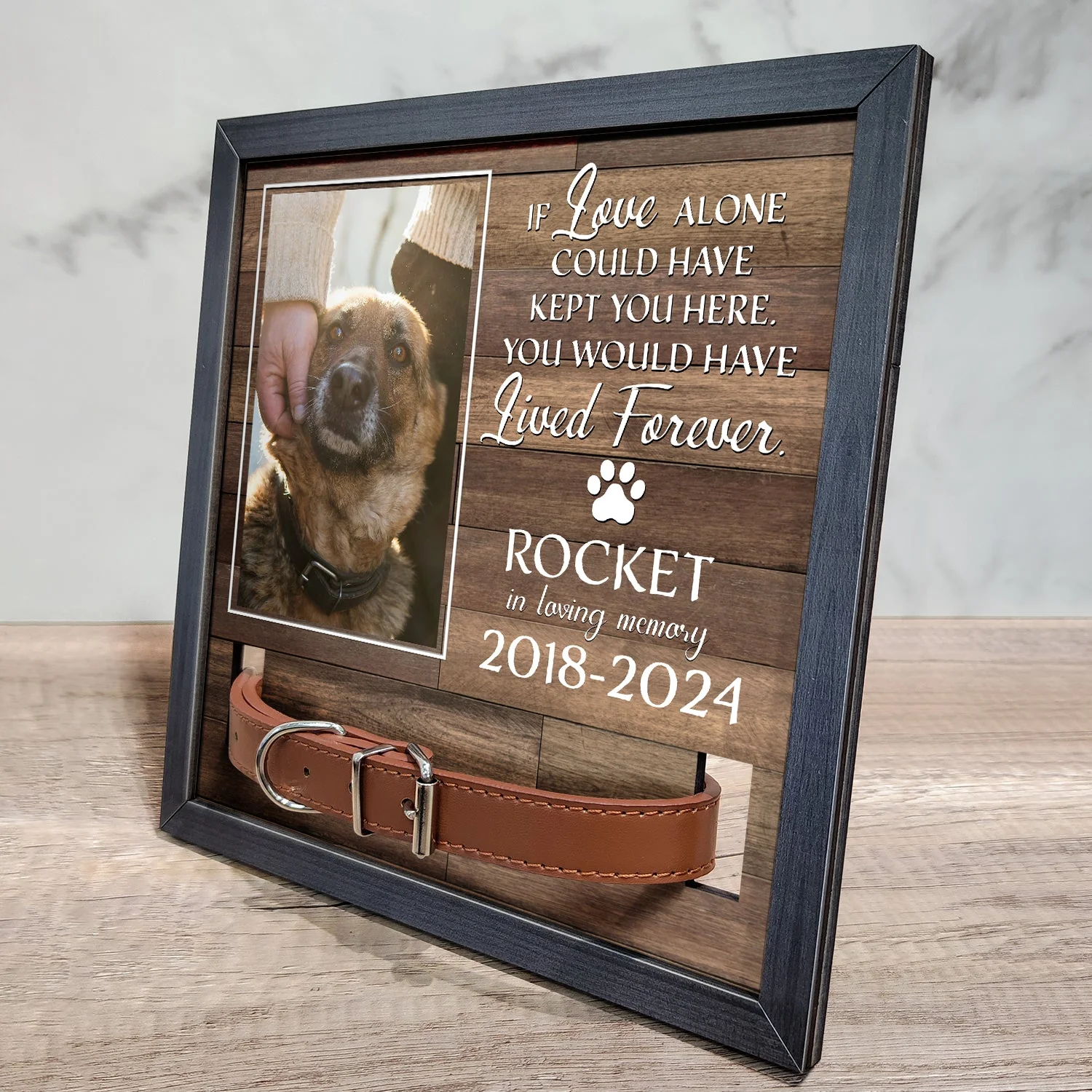 Custom Photo My Hardest Goodbye Memorial Pet Loss Sign, 2-Layered Collar Frame, Sympathy Gift For Dog Owners - Image 3