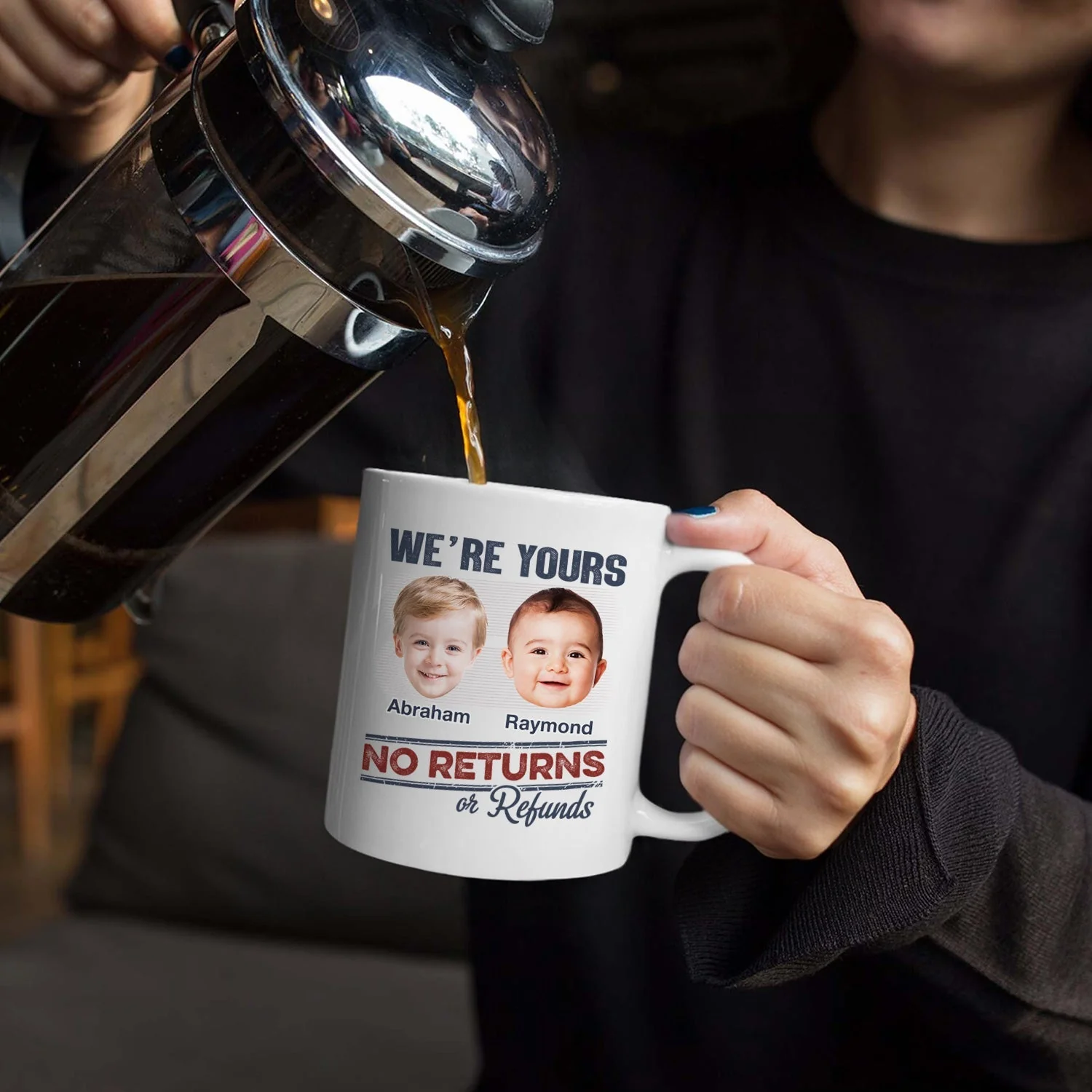 Custom Photo No Returns Or Refunds Grandkids Personalized Mug - Gift For Dad, Mom, Grandma, Grandpa - Image 4