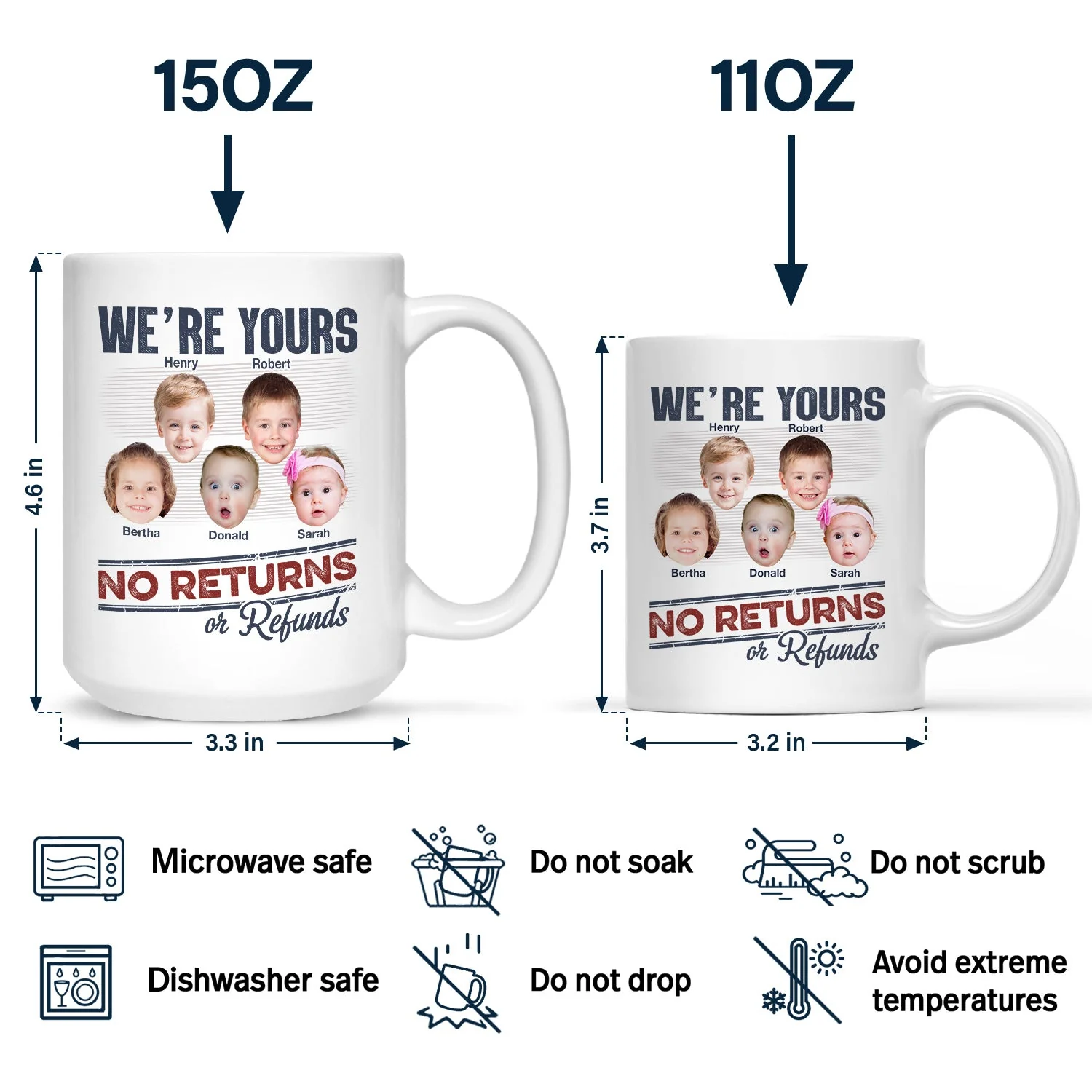 Custom Photo No Returns Or Refunds Grandkids Personalized Mug - Gift For Dad, Mom, Grandma, Grandpa - Image 5