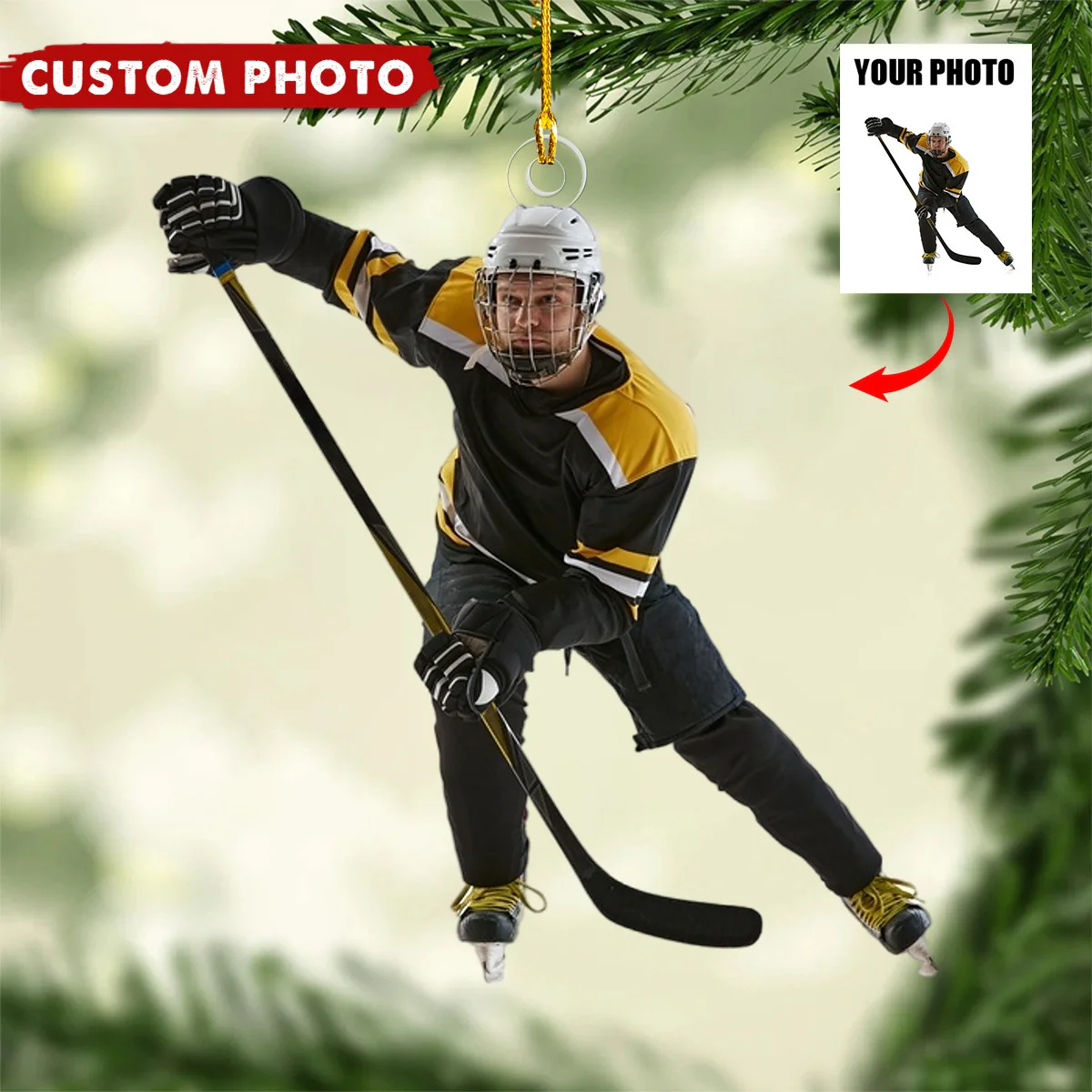 Custom Photo Ornament - Christmas Gift For Hockey Lovers - Image 2