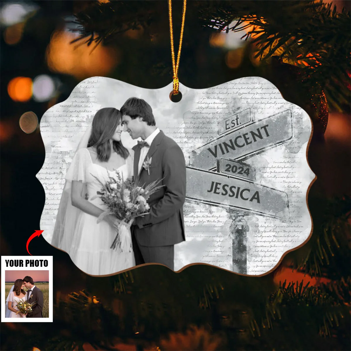 Custom Photo Our Love Story Is My Favorite Memory - Couple Personalized Ornament - Image 2