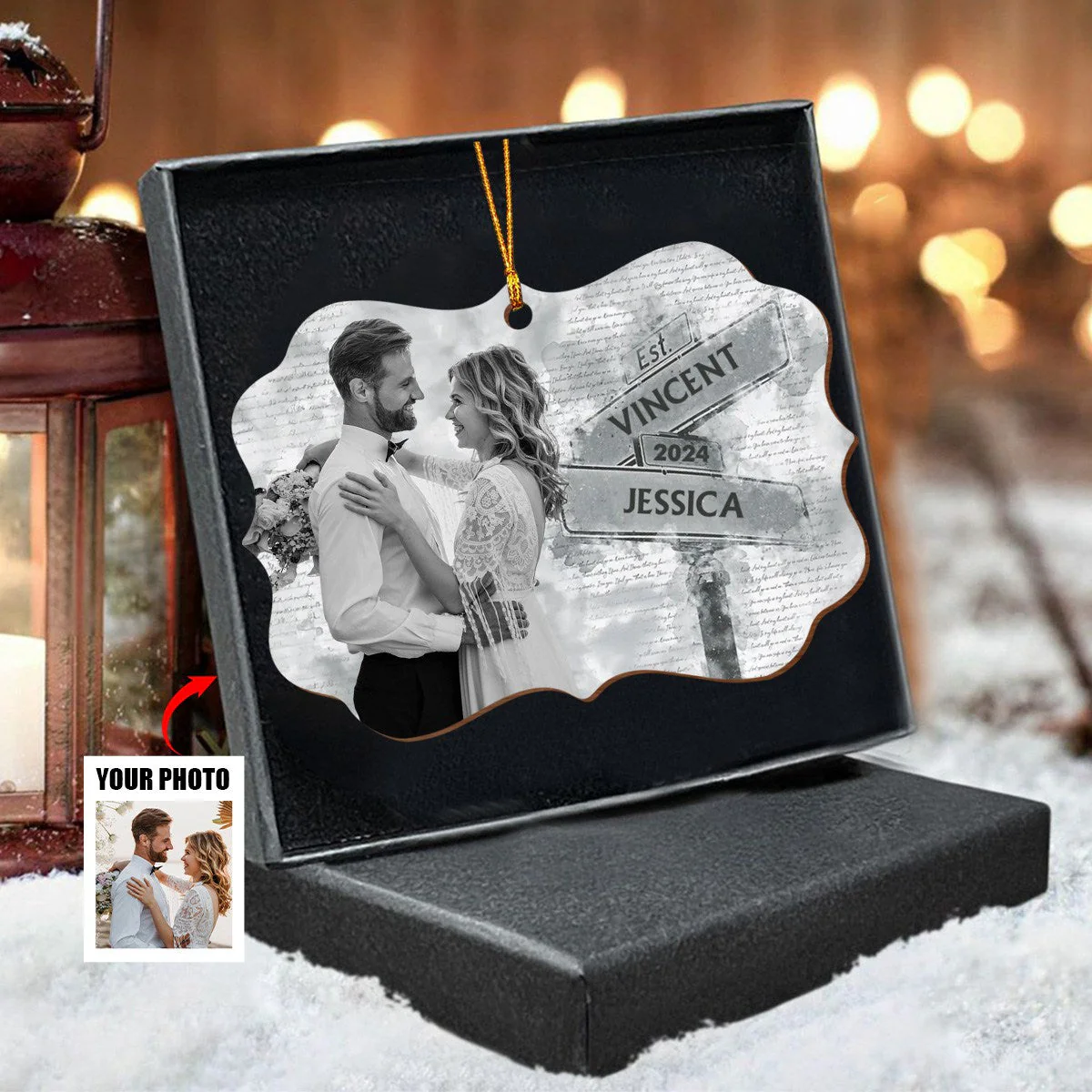 Custom Photo Our Love Story Is My Favorite Memory - Couple Personalized Ornament - Image 3