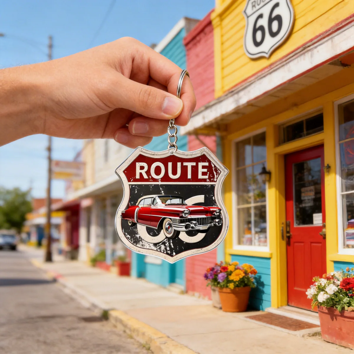 Custom Photo Route 66 Personalized Acrylic Keychain Gift For Car Lovers - Image 2