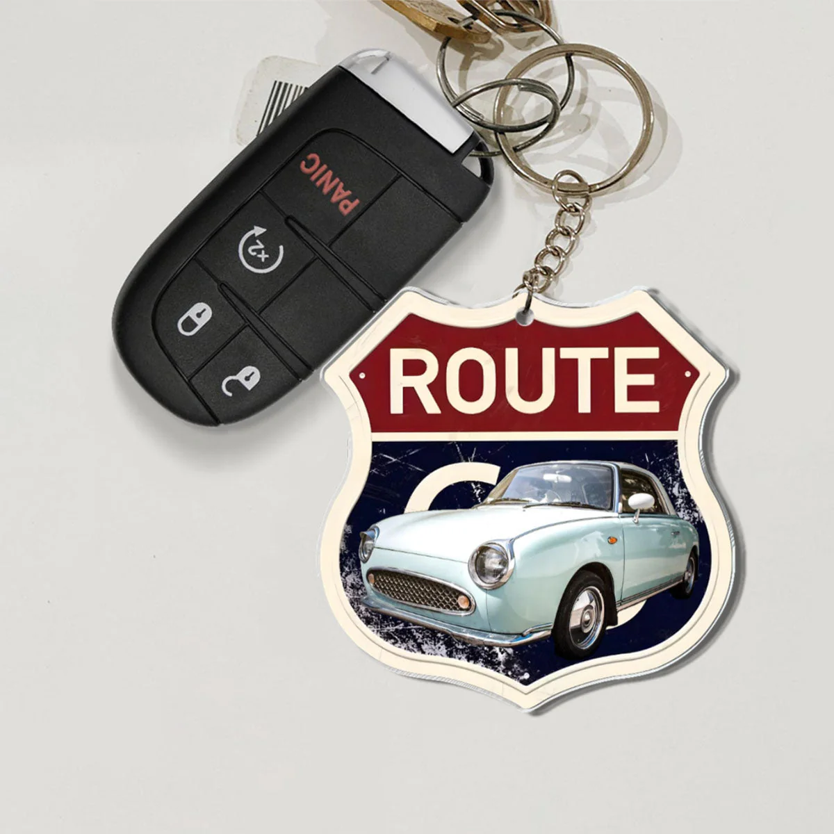 Custom Photo Route 66 Personalized Acrylic Keychain Gift For Car Lovers - Image 3