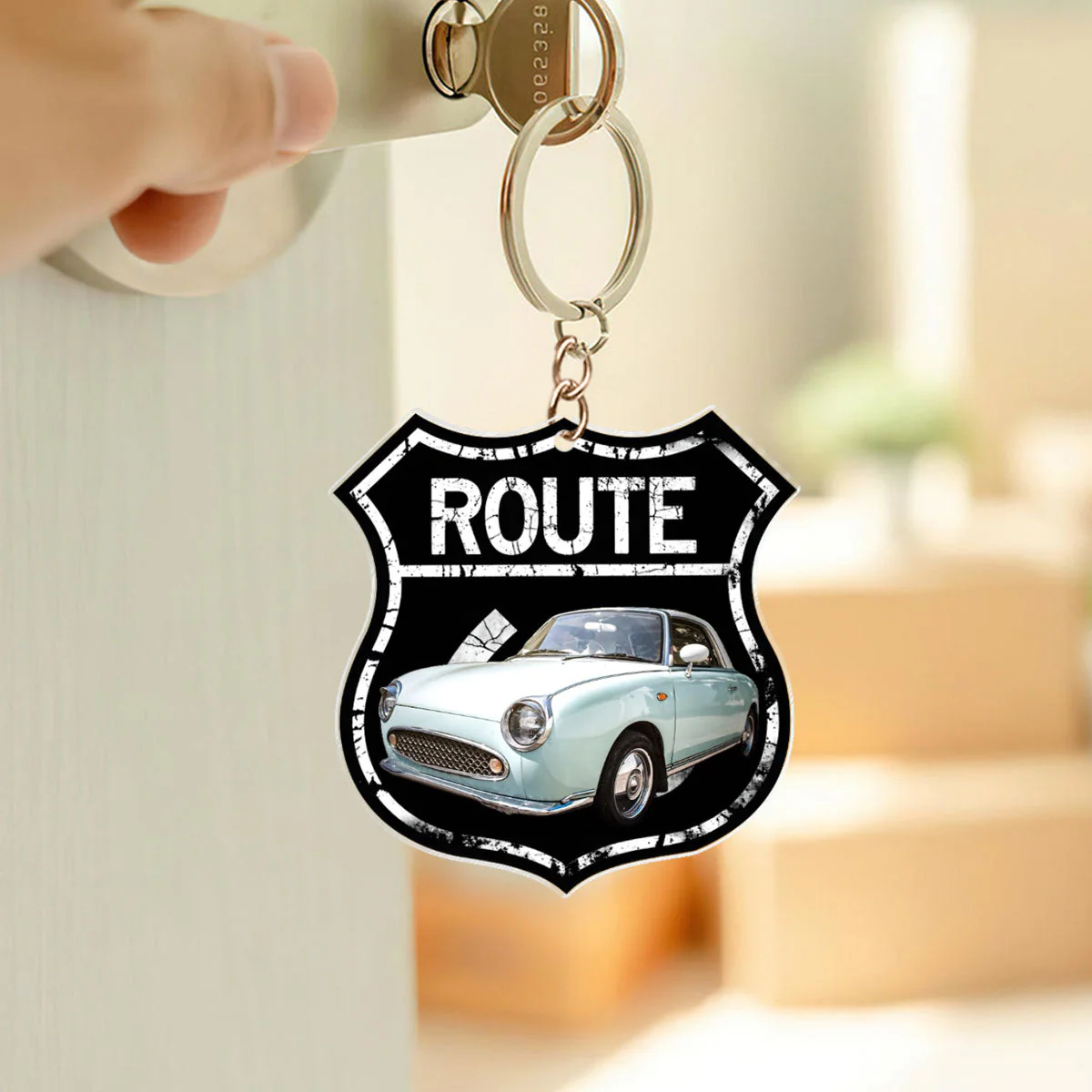 Custom Photo Route 66 Personalized Acrylic Keychain Gift For Car Lovers - Image 5