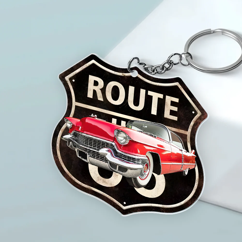 Custom Photo Route 66 Personalized Acrylic Keychain Gift For Car Lovers - Image 6