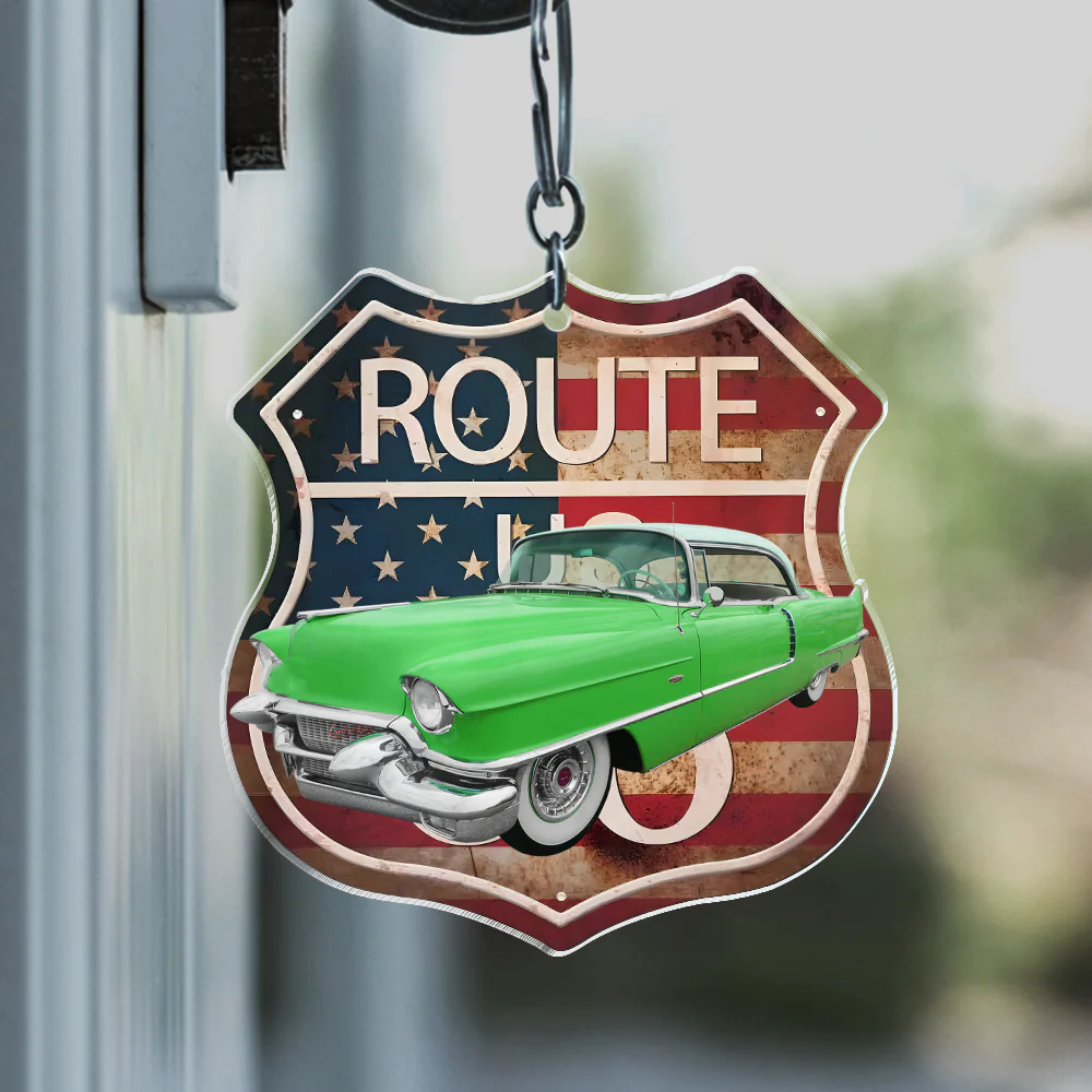 Custom Photo Route 66 Personalized Acrylic Keychain Gift For Car Lovers - Image 7