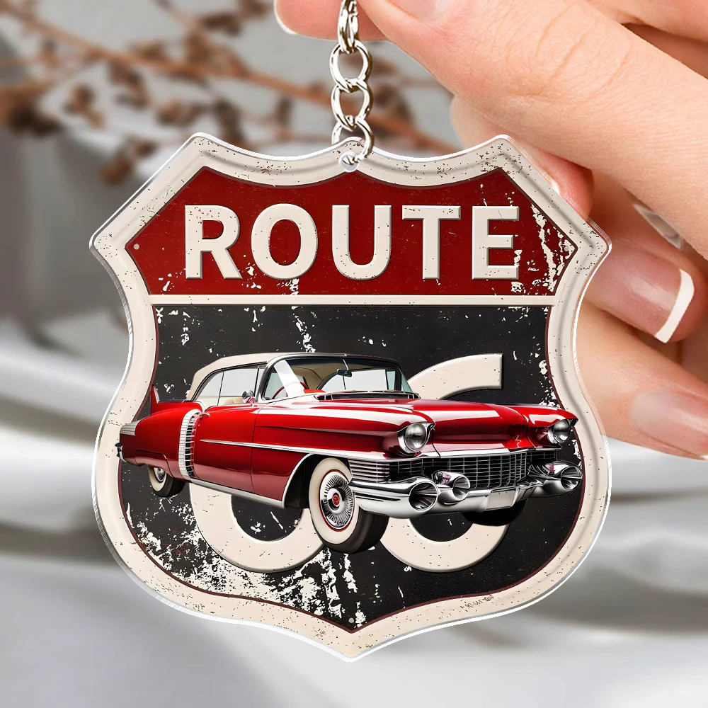 Custom Photo Route 66 Personalized Acrylic Keychain Gift For Car Lovers - Image 8